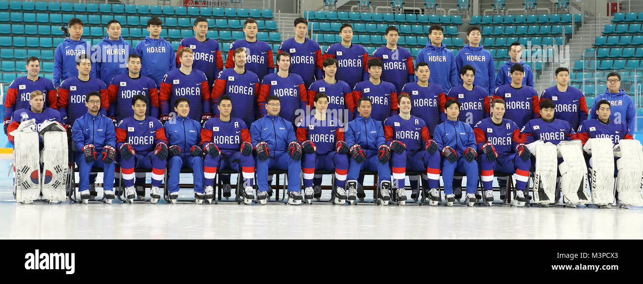 12th Feb, 2018. S. Korean ice hockey team at Olympics The South Korean