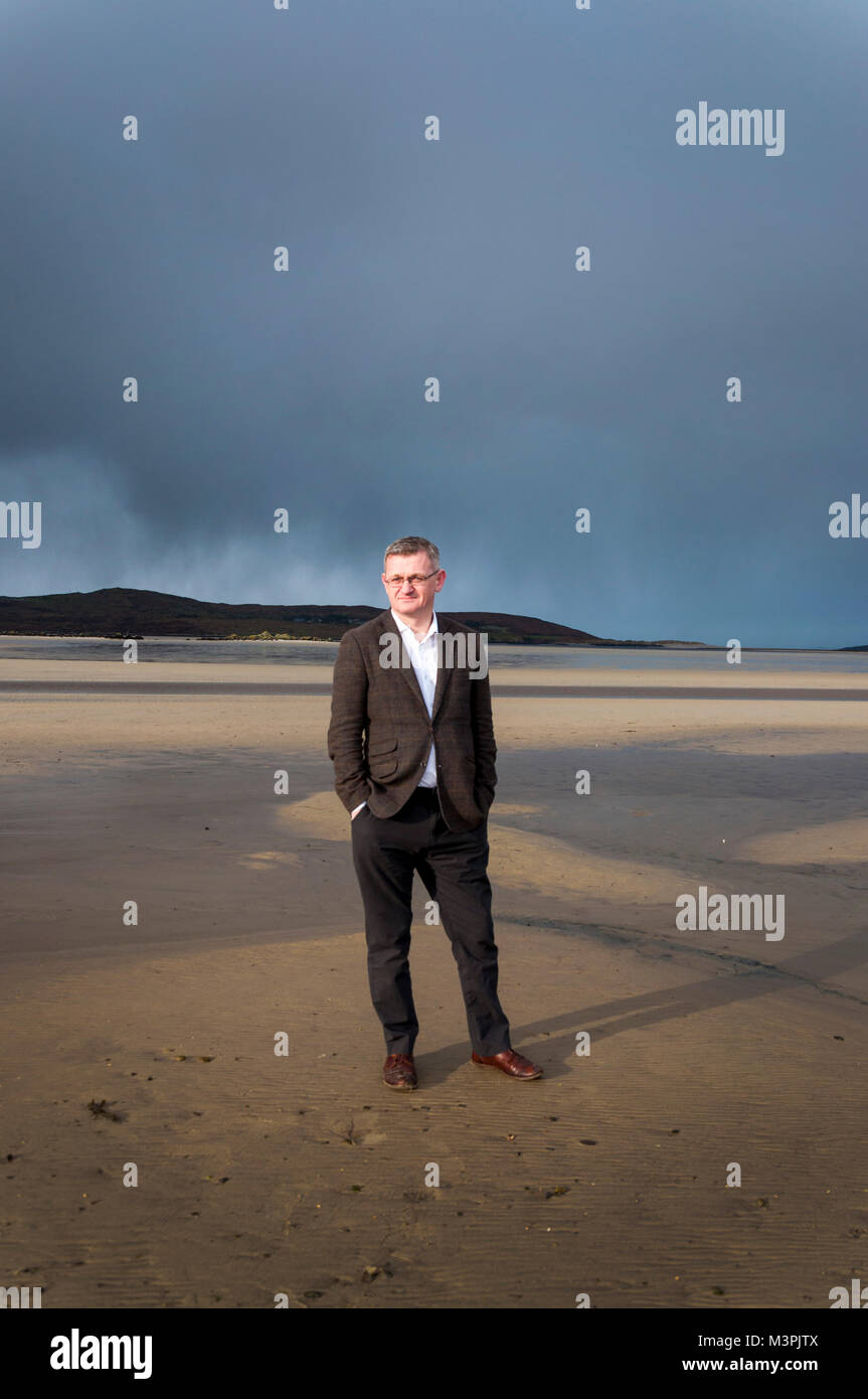 Ardara, County Donegal, Ireland. 12th February 2018. Dr Breandán Mac Suibhne, historian and author. His most recent book, 'The End of Outrage: Post-Famine Adjustment in Rural Ireland', was the Irish Times ‘Irish Non-Fiction Book of the Year’ in 2017. The book is set in and around his home town here in Ardara. Credit: Richard Wayman/Alamy Live News Stock Photo