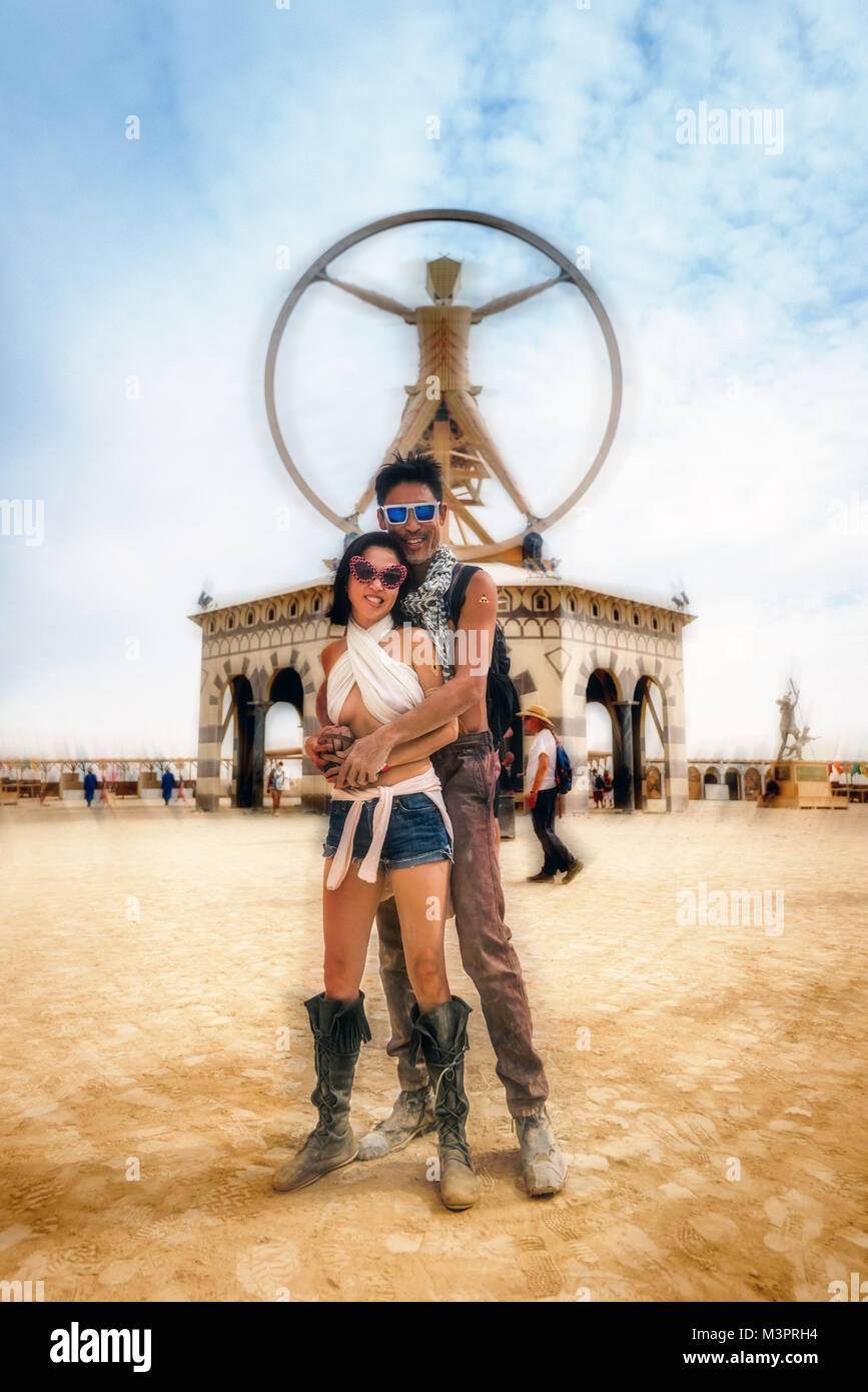 Black Rock Desert, USA - 2nd of September 2016: Burning Man taken in 2015 Stock Photo
