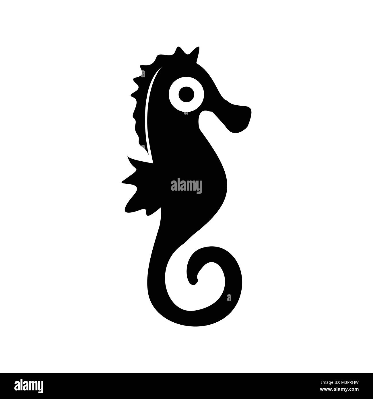 Cute Seahorse Silhouette Vector Symbol Graphic Design Stock Vector