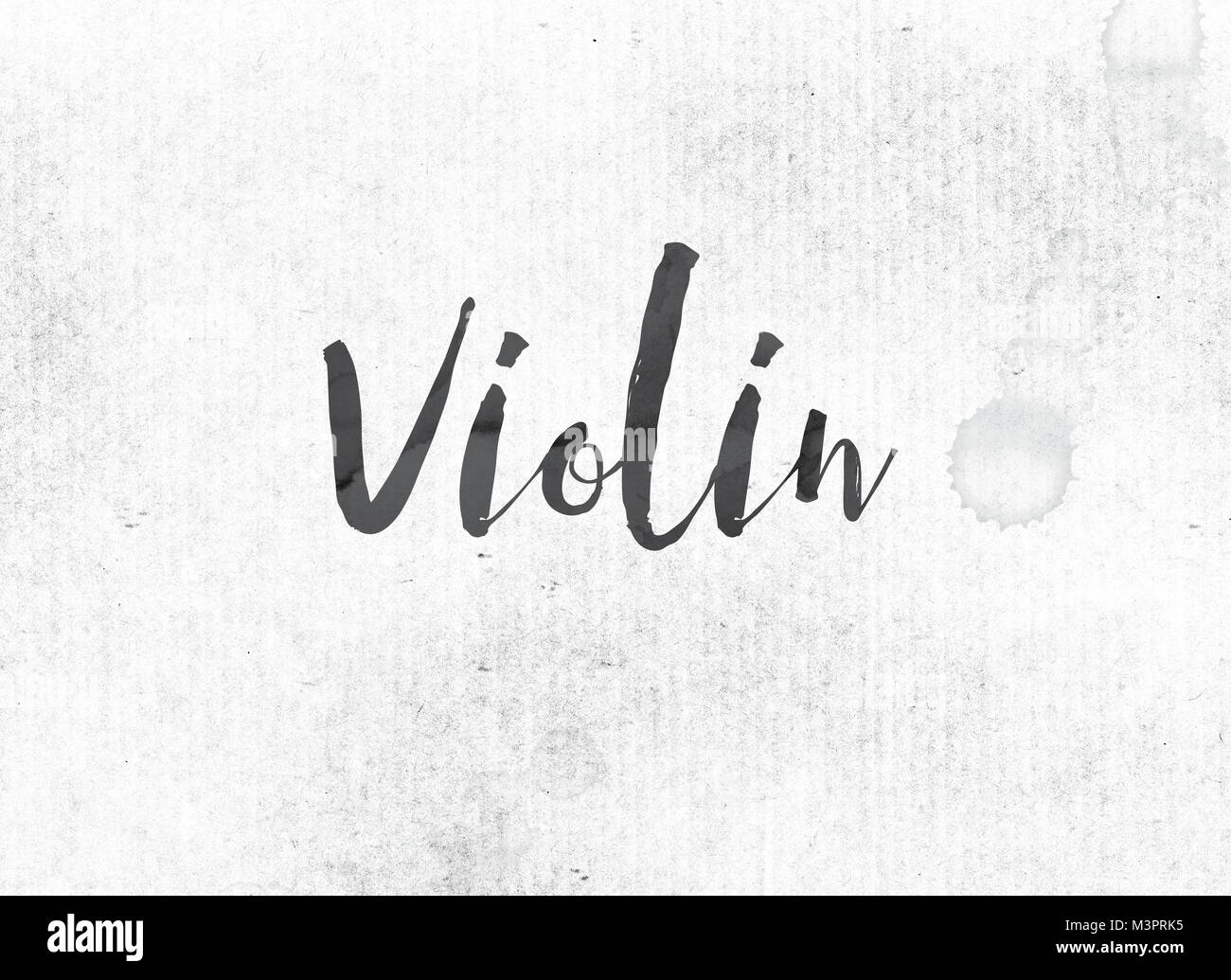 The word Violin concept and theme painted in black ink on a watercolor