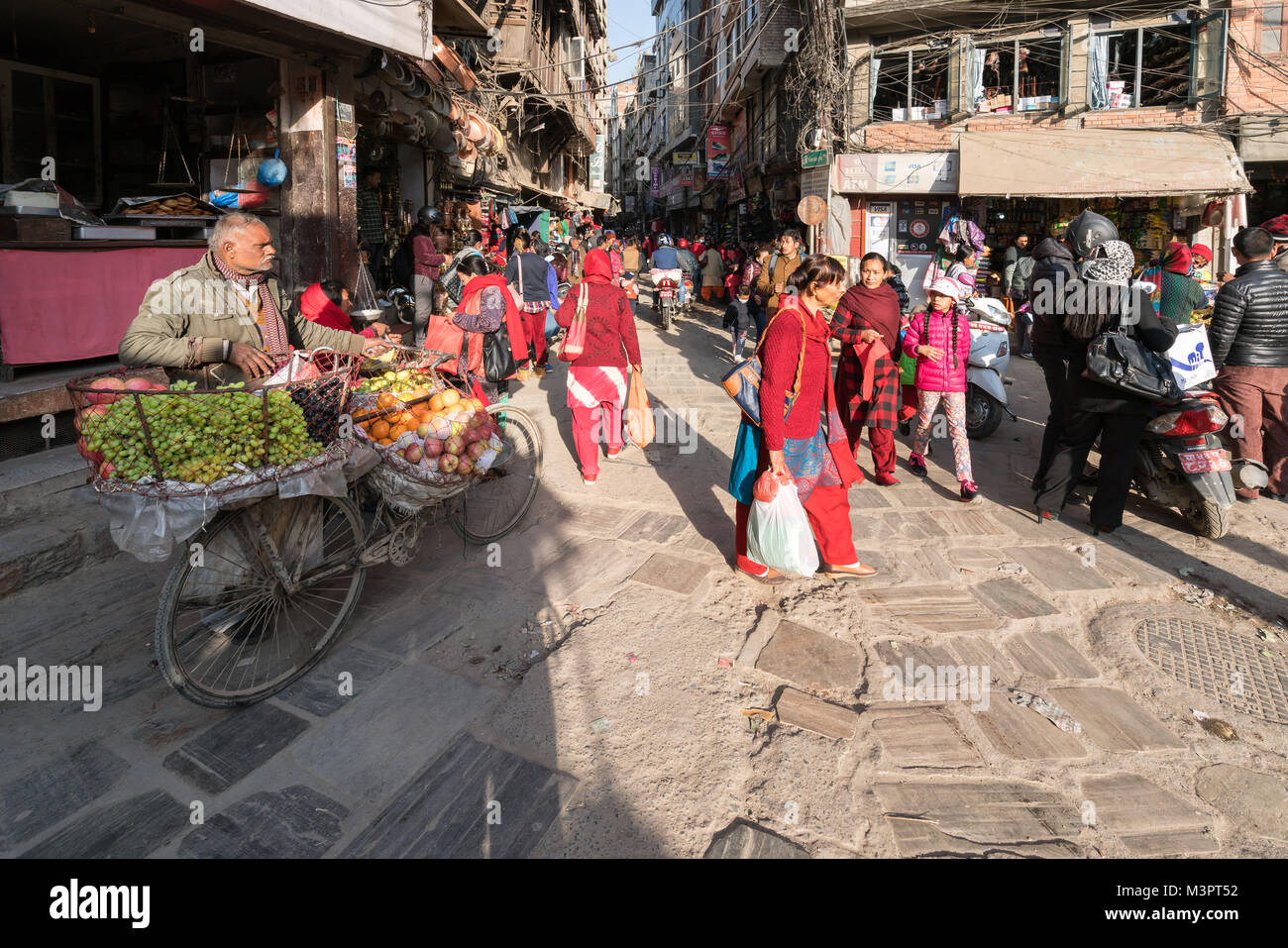 Fruit selling in Thamel, Kathmandu, Nepal Stock Photo
