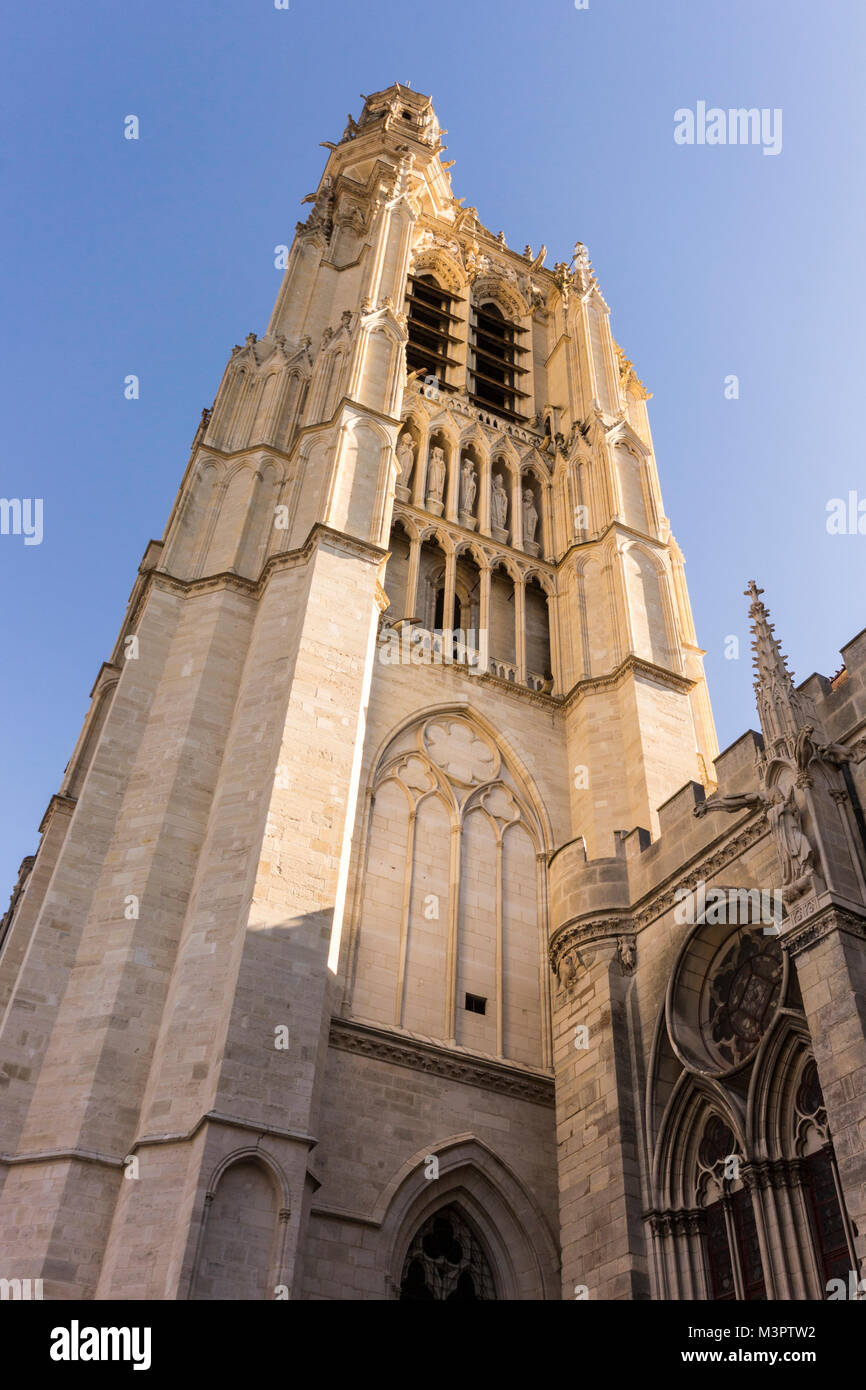 The Cathedral of Saint Stephen of Sens, a Catholic cathedral in Sens in Burgundy, eastern France, largest of the early Gothic churches Stock Photo