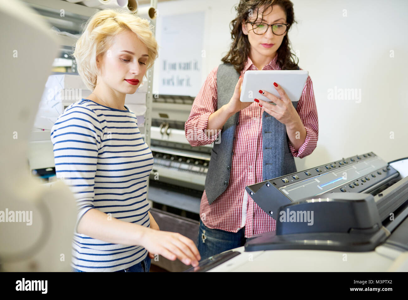 Operators Using Plotter Stock Photo Alamy