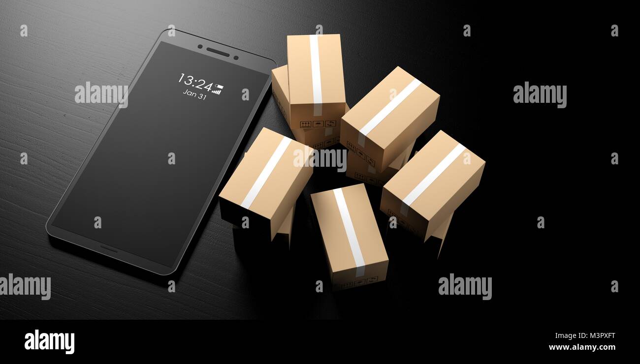 Moving Concept Smartphone With Blank Black Screen And Moving