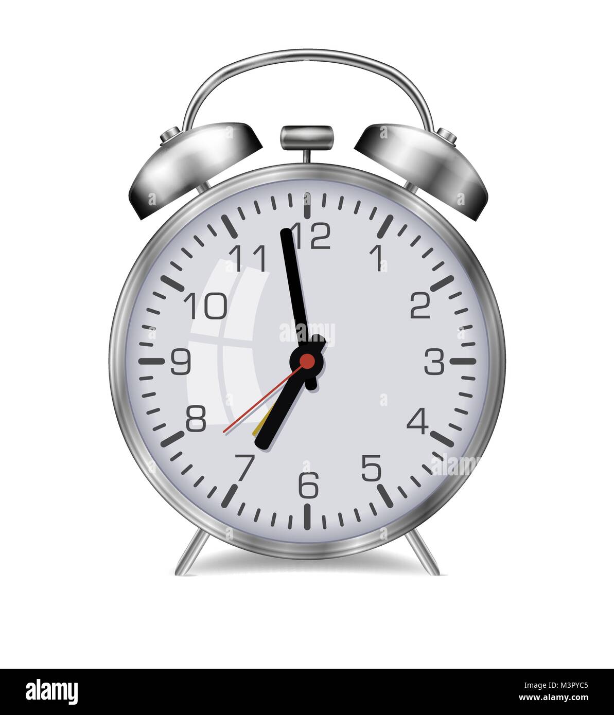 Realistic vector glossy metal alarm clock on a white background Stock ...