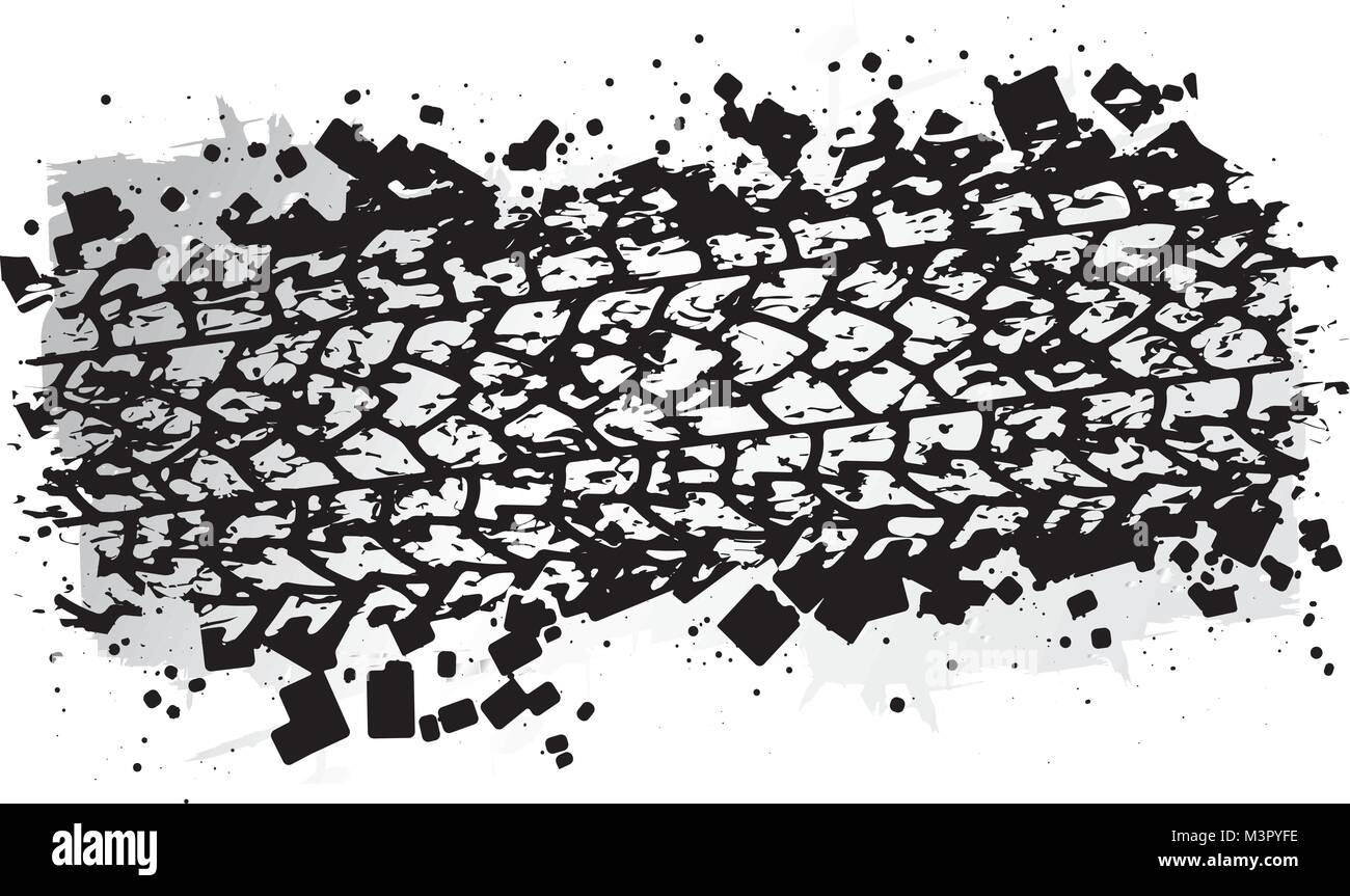 Vector trail design, trace of the tyre in grunge style Stock Vector