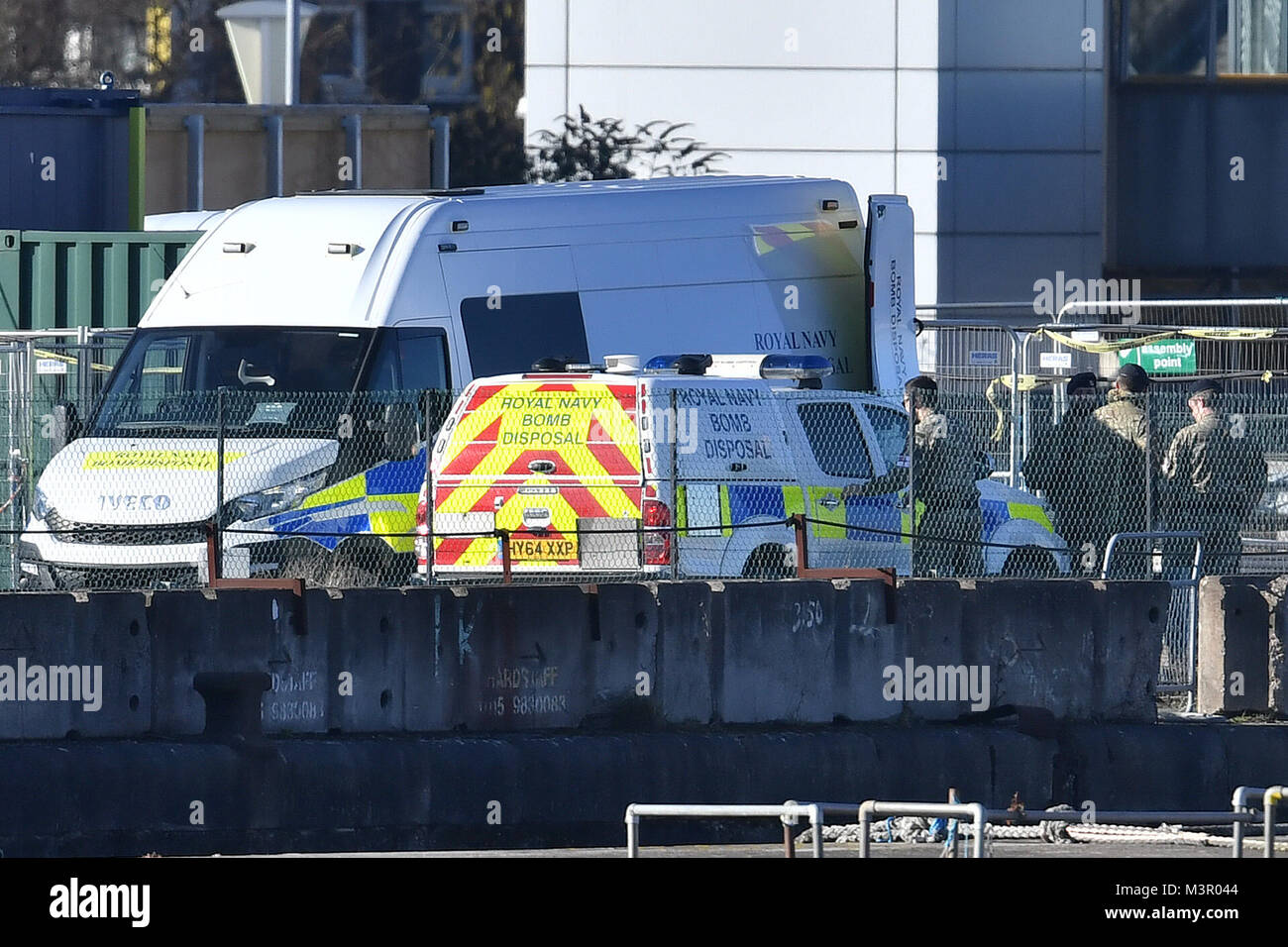 A Royal Navy bomb disposal van at London City Airport which has been closed after the discovery of an unexploded Second World War bomb. Stock Photo