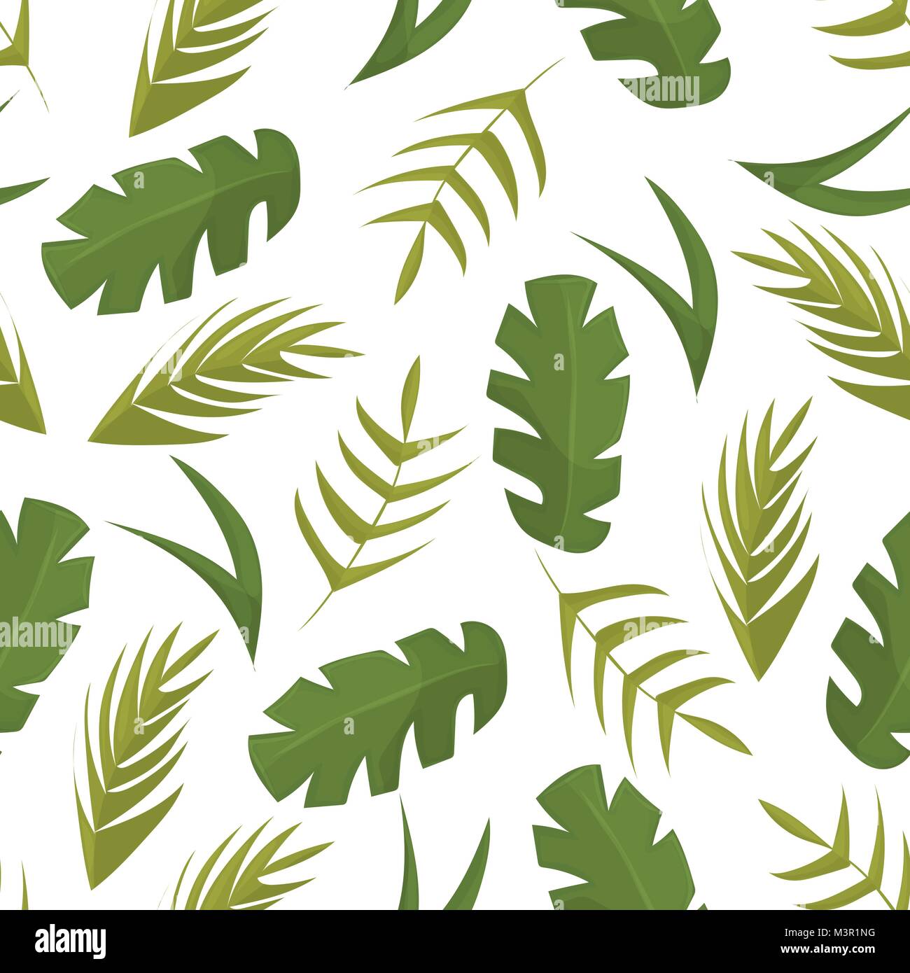 Seamless pattern with tropical leaves on white background vector Stock ...