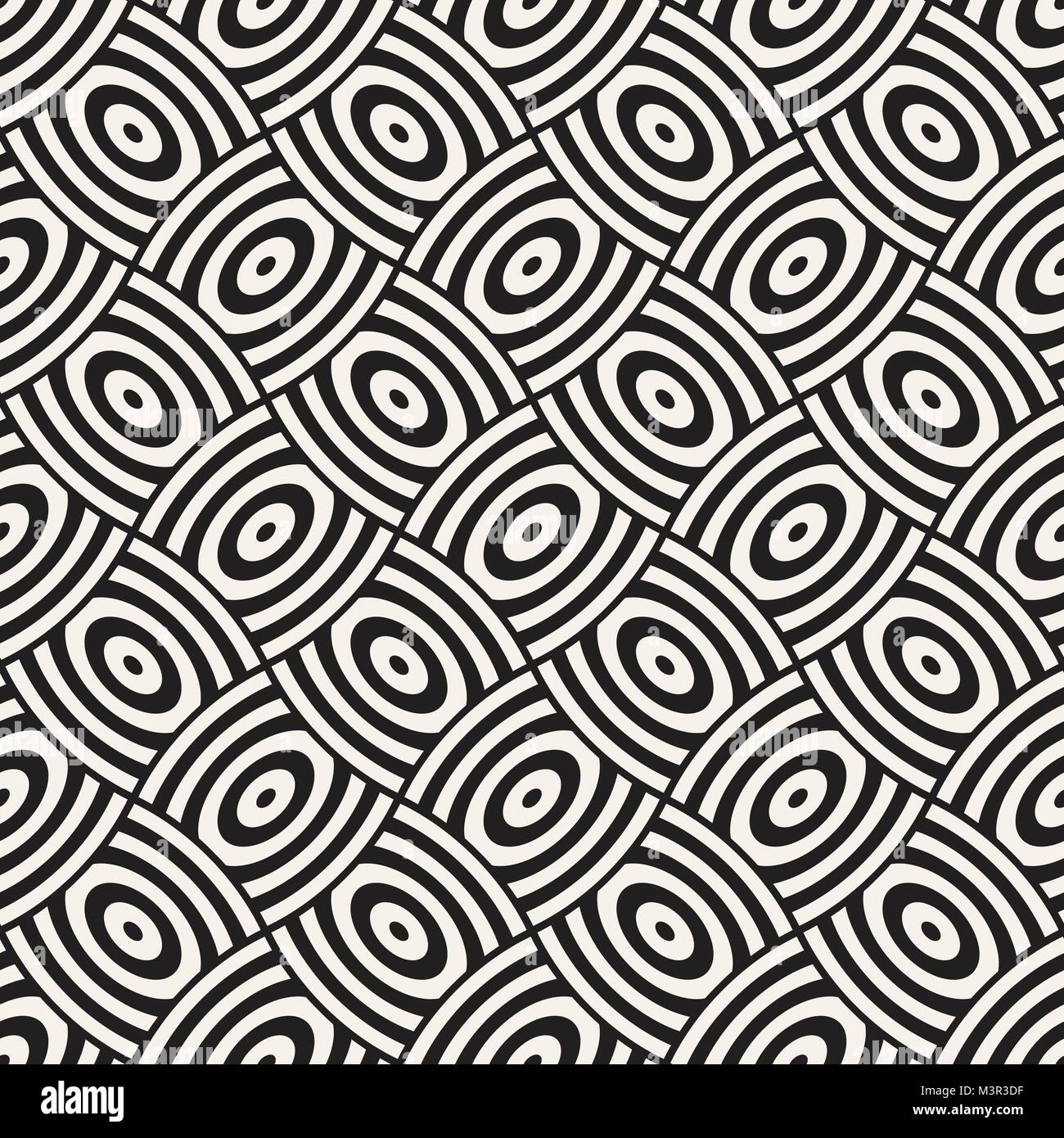 Vector geometric seamless pattern with curved shapes grid. Abstract ...