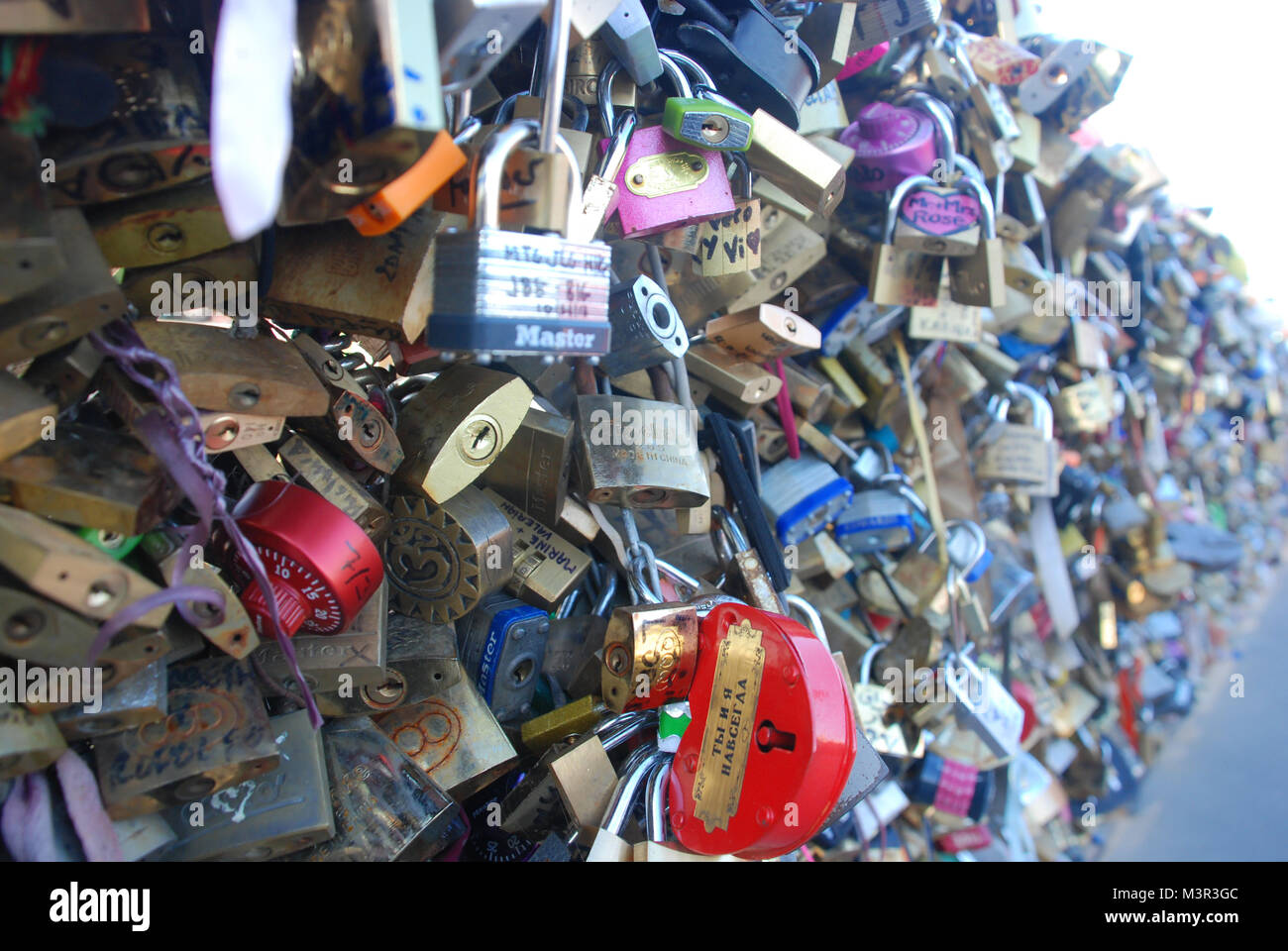 Love padlocks on Pont Des Arts, Paris, France (before the padlocks