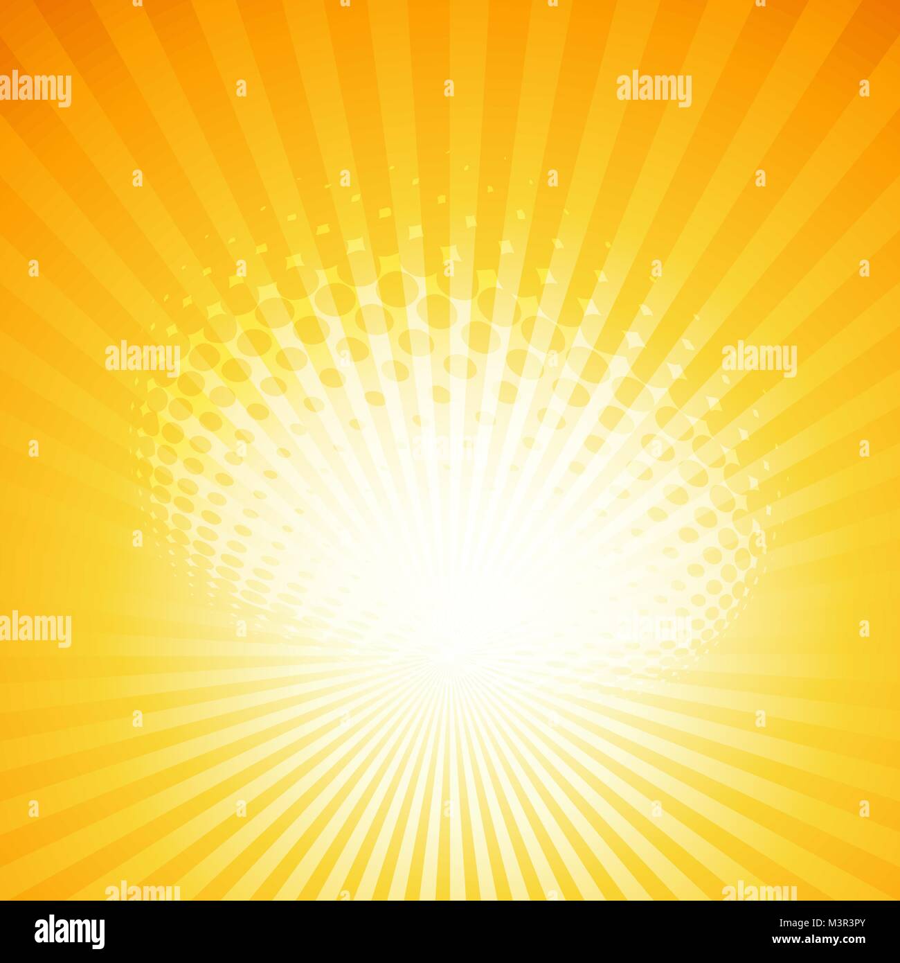 Summer Rays Background abstract summer background with sun rays and halftone effect Stock ...