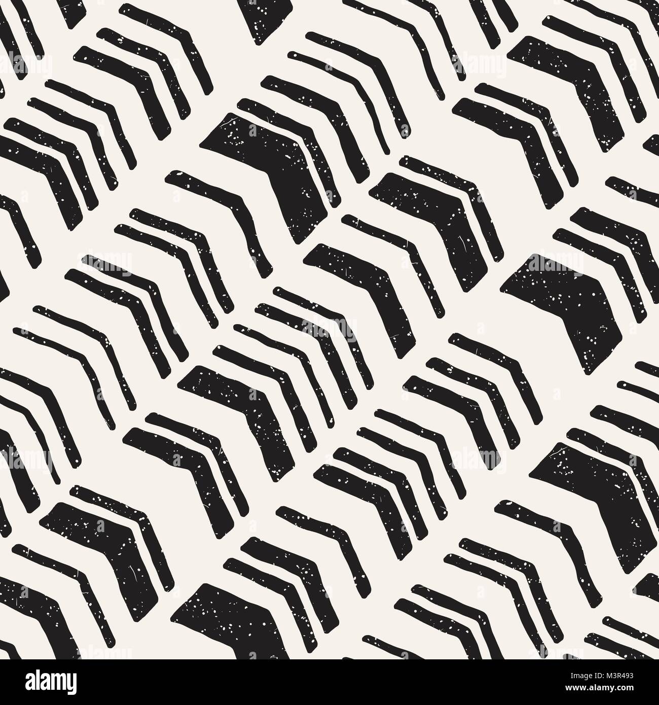 Vector seamless freehand pattern. Doodle monochrome print with hand ...