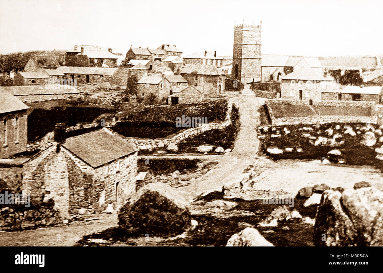 Churchtown, Zennor, Cornwall, Victorian period Stock Photo
