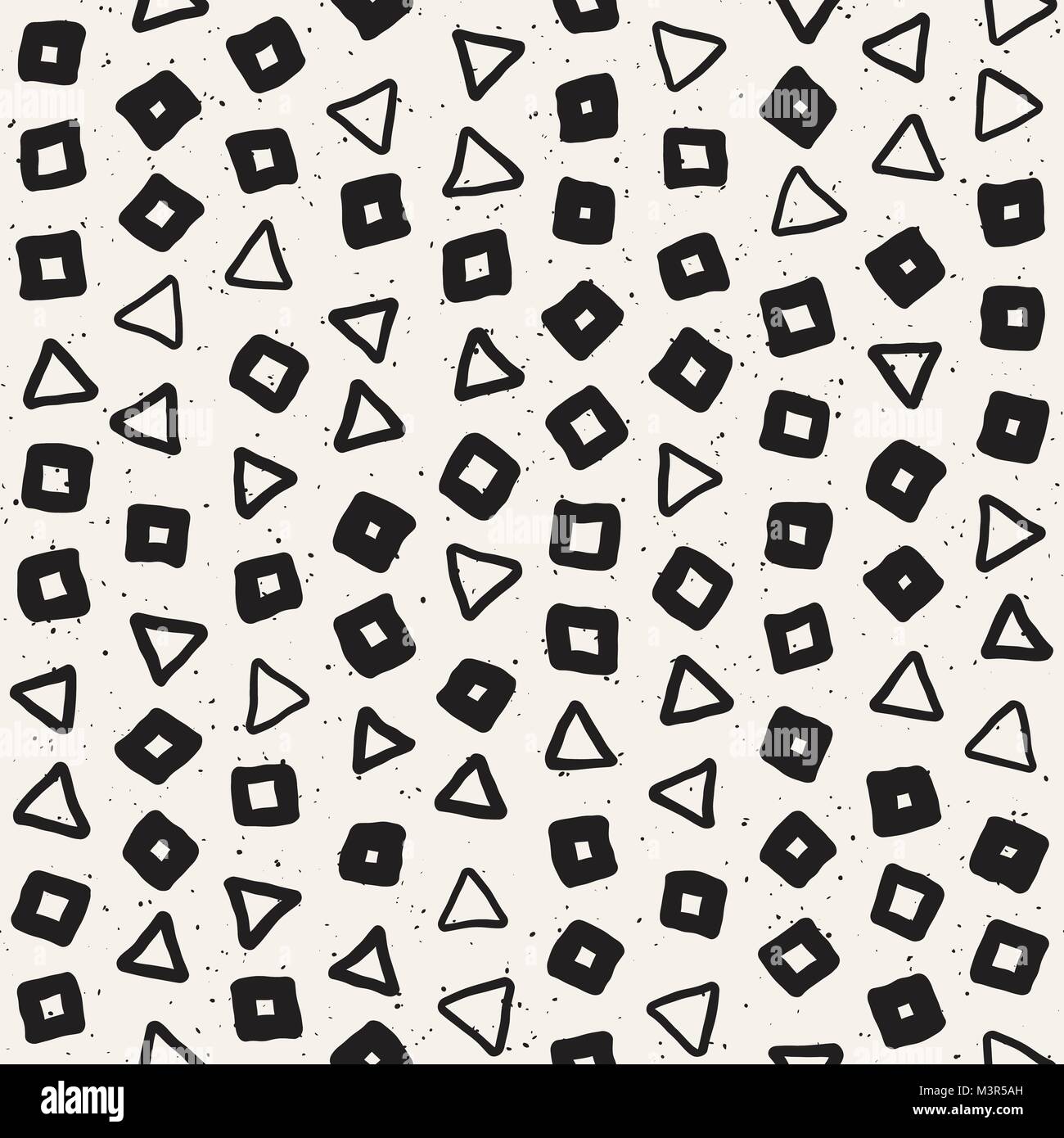Hand drawn black and white ink abstract seamless pattern. Vector ...