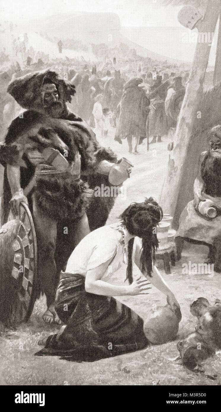 Celtic pottery workers during the Bronze Age.  From Hutchinson's History of the Nations, published 1915. Stock Photo