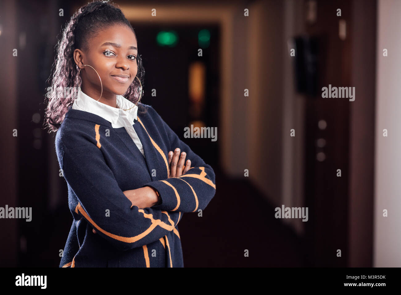 Beautiful black woman smiling at camera Stock Photo - Alamy