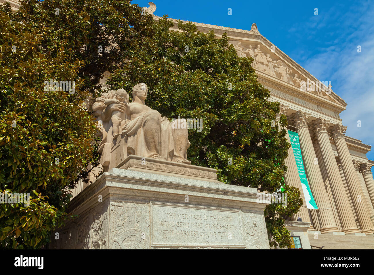 The Heritage sculpture outside of the National Archives Building in Washington, District of Columbia, United States. Stock Photo