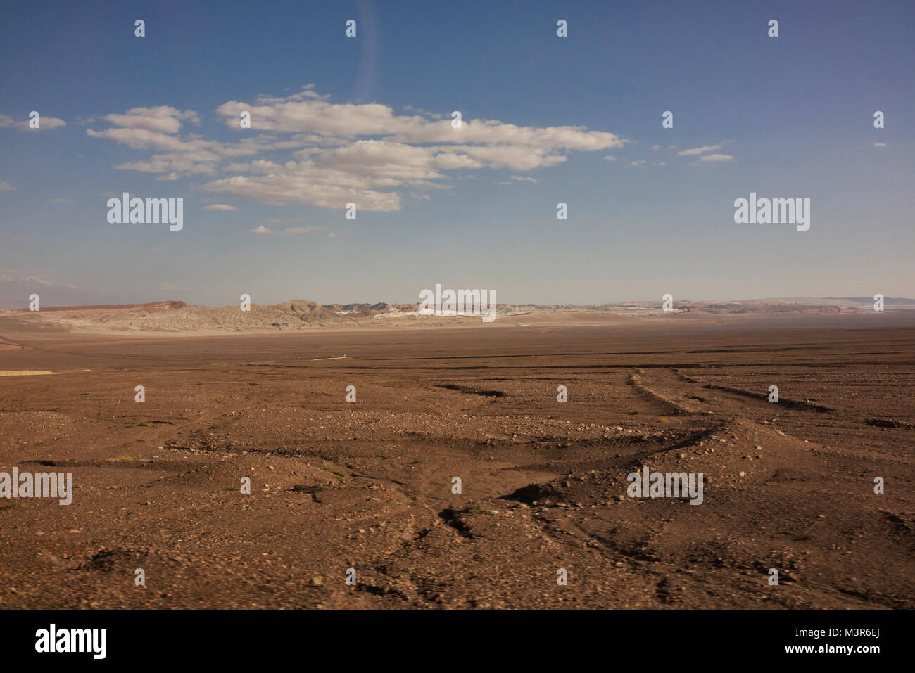 Panorama of the arid terrain of the Atacama Desert in Chile. Stock Photo