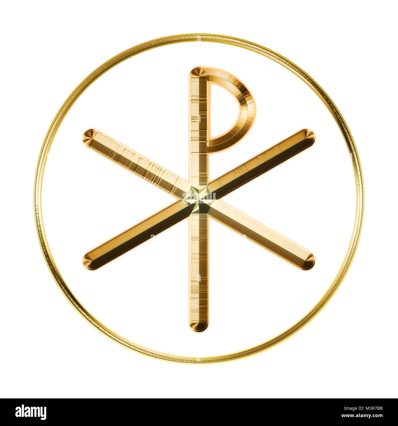 The ancient Christian Chi-Rho symbol from the first two letters of 'Christ' in Greek. Stock Photo