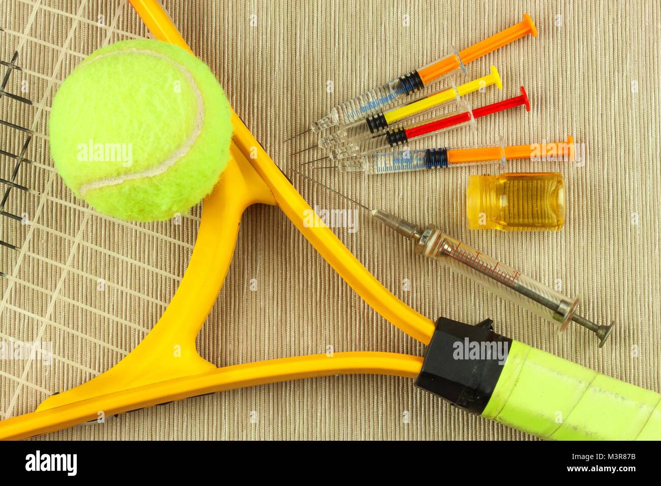 Tennis racket and ball. Anabolic steroids in tennis. Doping in sports Stock  Photo - Alamy