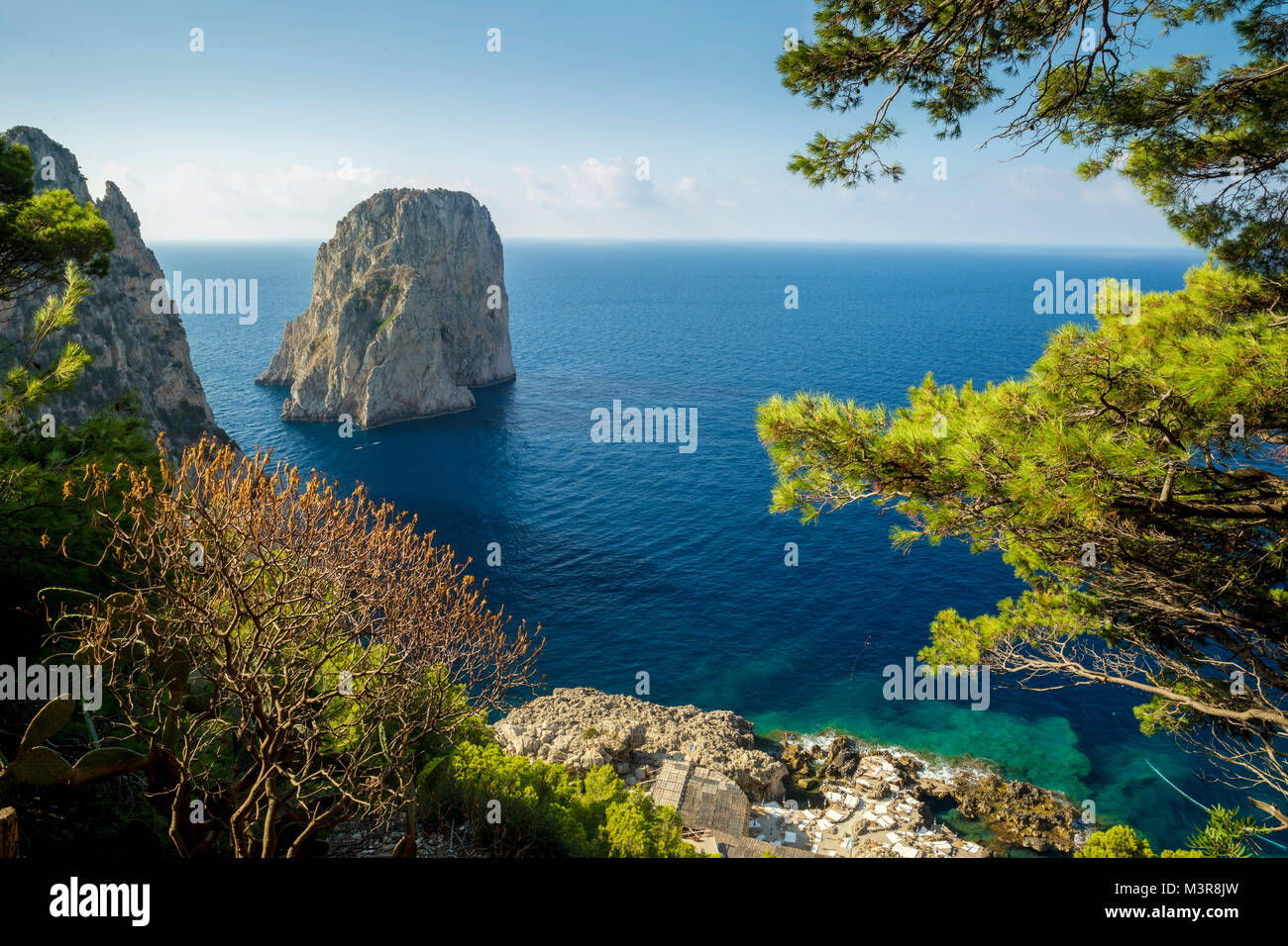 Panorama of Capri Island with Faraglioni rocks, Italy Stock Photo - Alamy