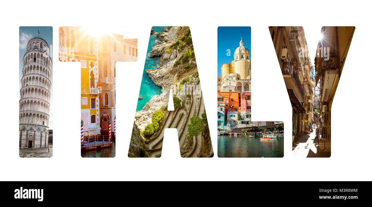 Collage of major Italian travel destinations Stock Photo