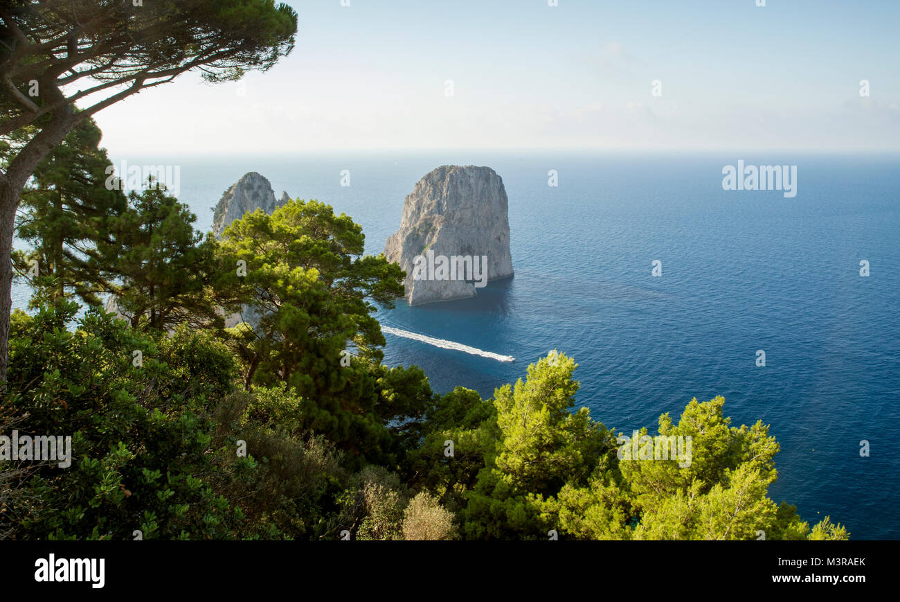 View on Faraglioni rocks from Capri island, Italy Stock Photo - Alamy