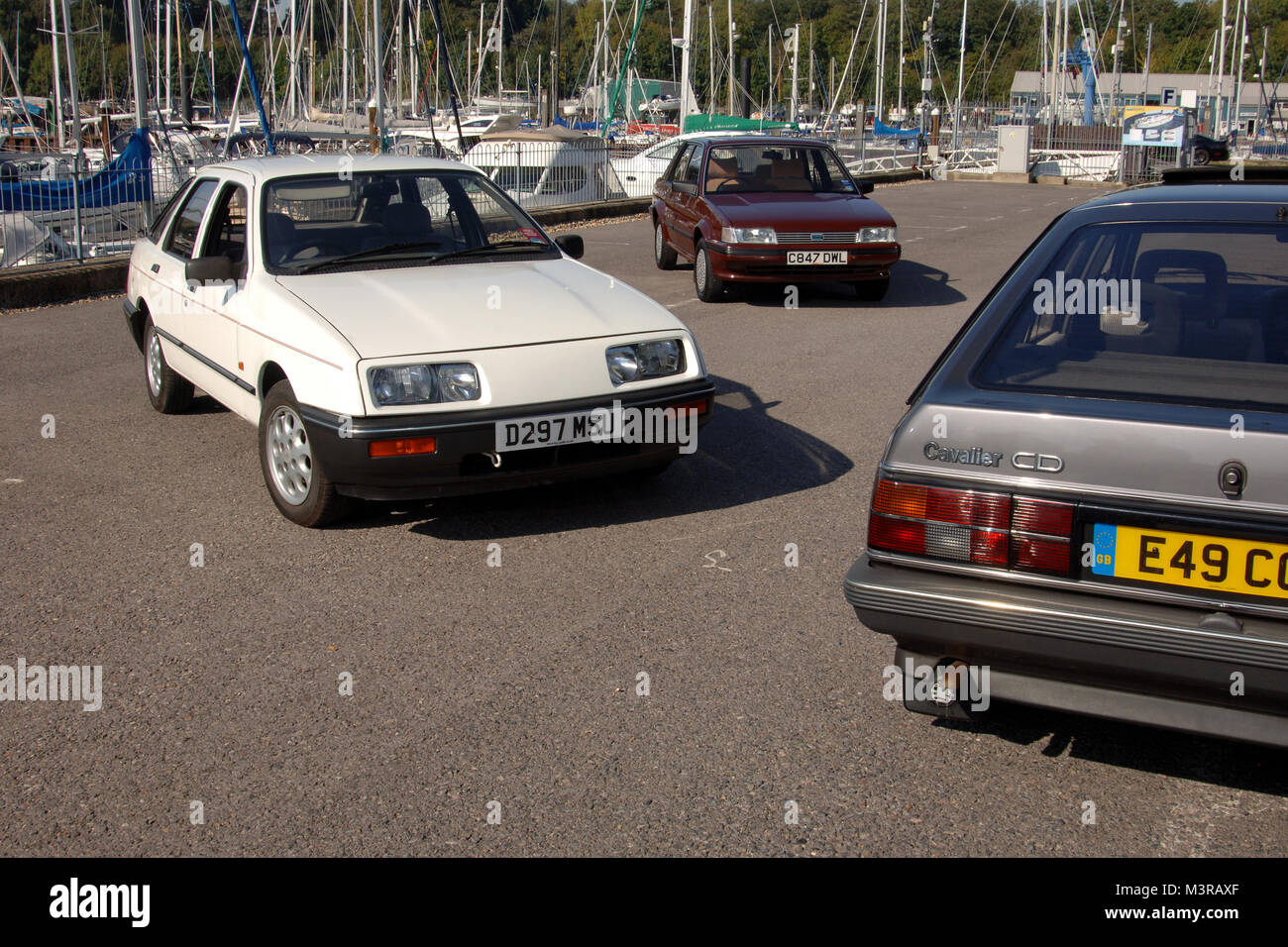 '80s rep mobiles - Ford Sierra, Vauxhall Cavalier and Austin Montego Stock Photo