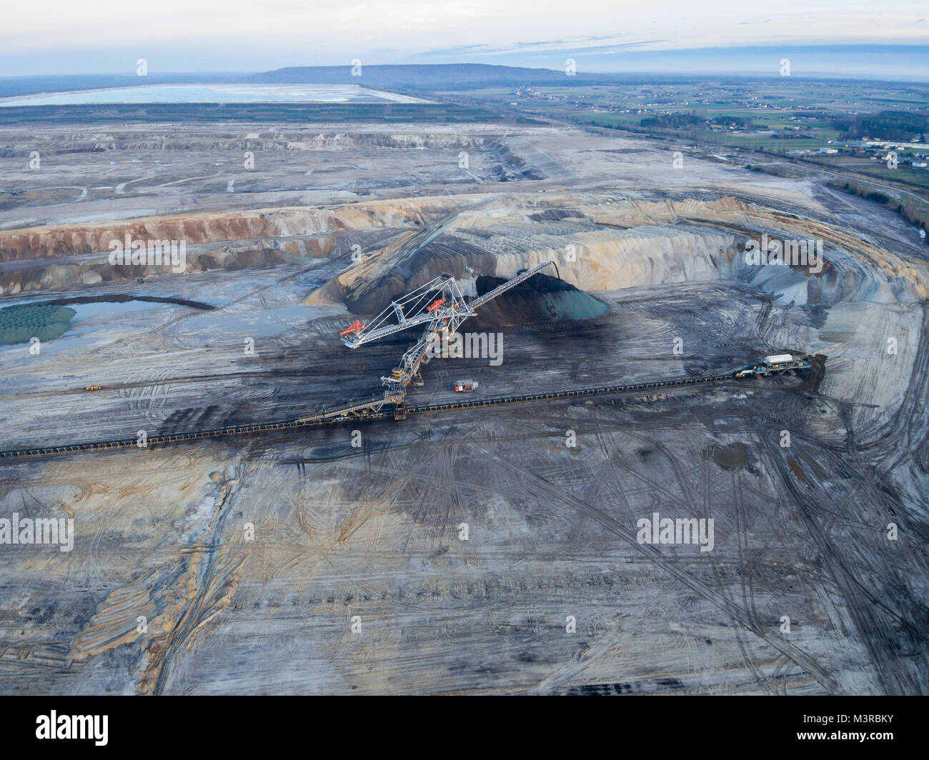 Aerial view of open-cast coal mine Belchatow, Poland Stock Photo