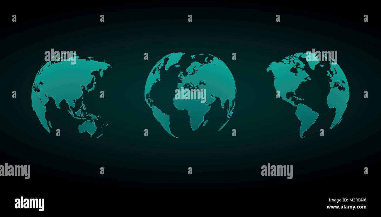 3D vector globes green set Stock Vector Image & Art - Alamy