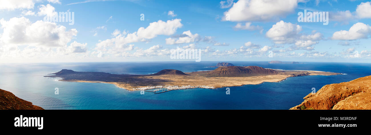 Panorama of La Graciosa, Lanzarote Stock Photo