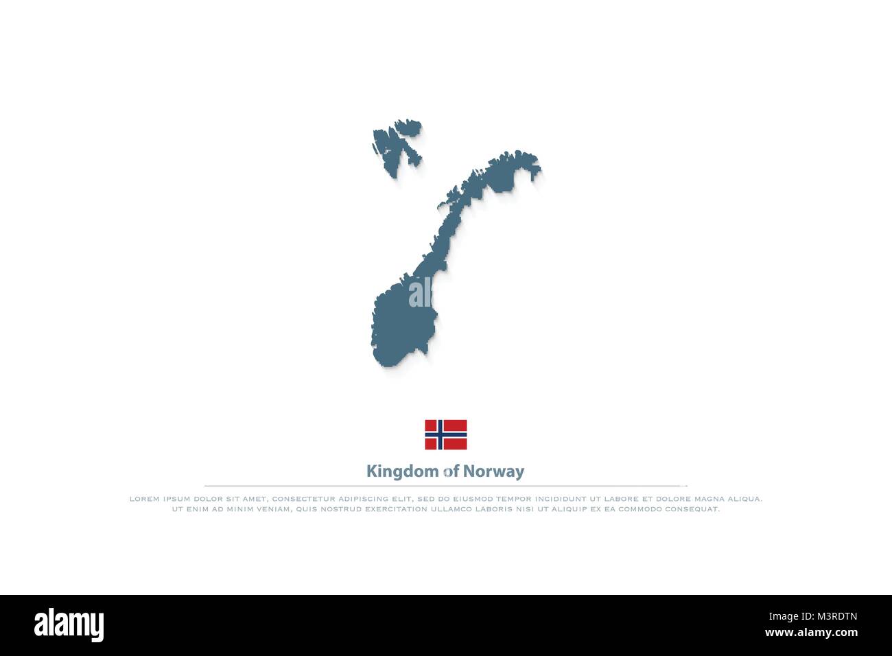 Kingdom of Norway isolated maps and official flag icon. vector Norwegian territory logo. Nordic Country geographic banner template. travel and busines Stock Vector