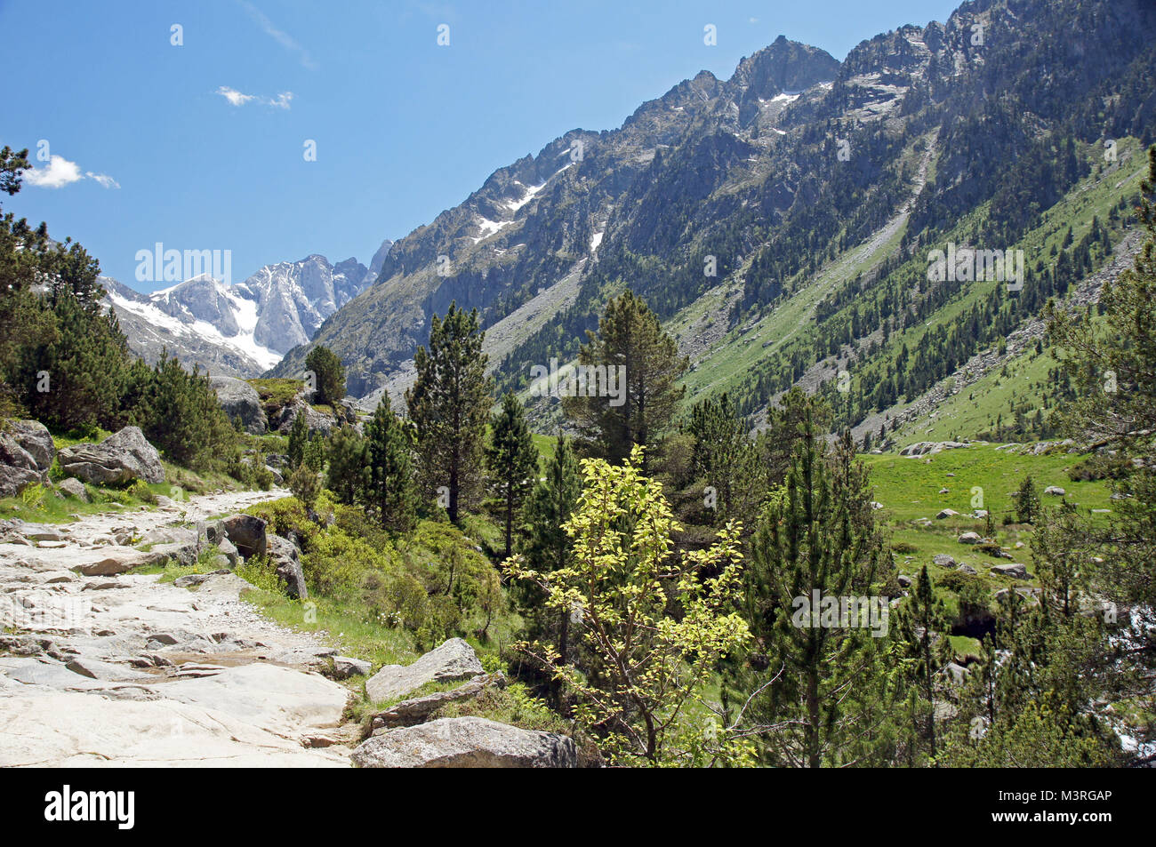 The French Pyrenees: walking the GR10 in the Vall�e de Gaube Stock Photo