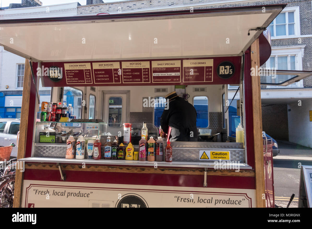 Hot convenience food stand St Andrews Street Cambridge Stock Photo