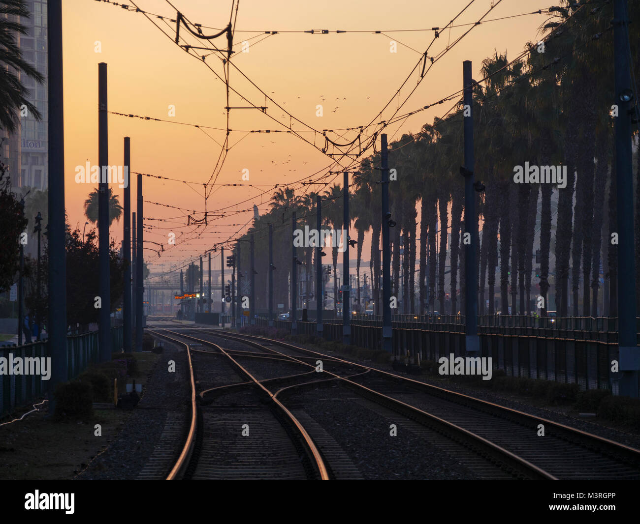 San Diego Trolley Line At Dawn San Diego Stock Photo Alamy