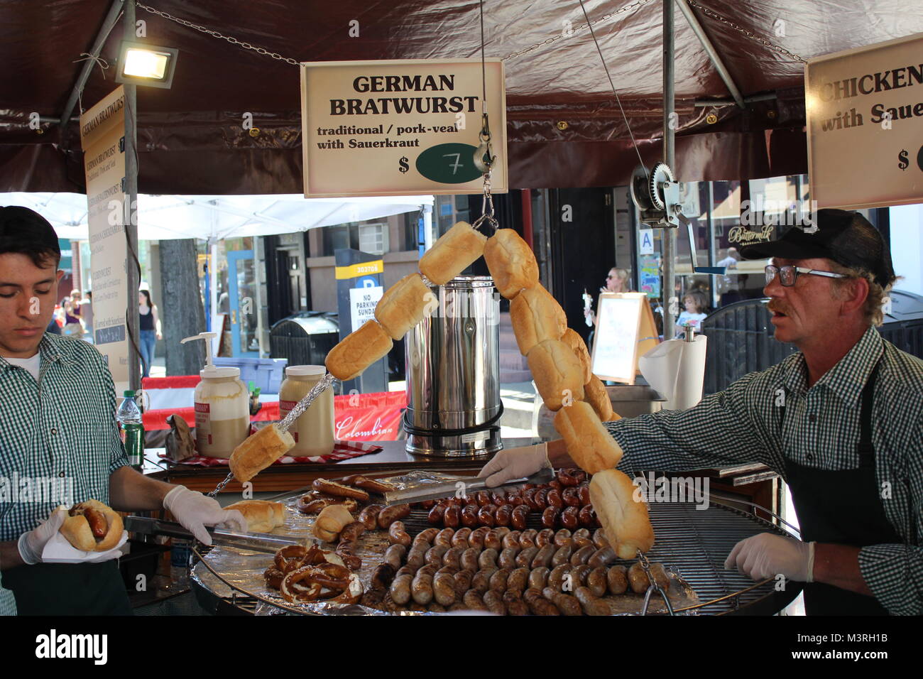 german bratwurst street stall brooklyn new york USA Stock Photo Alamy