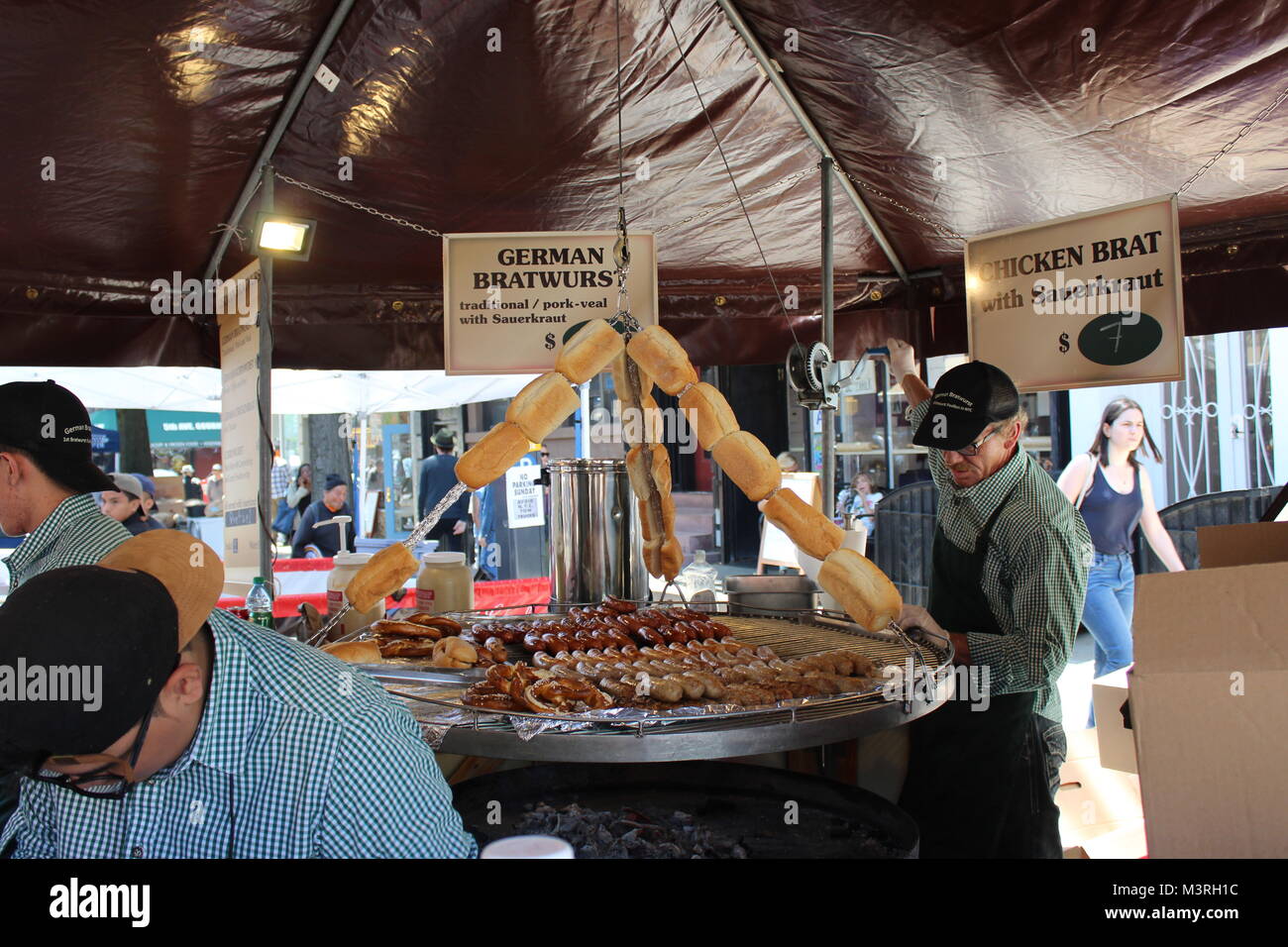 german bratwurst street stall brooklyn new york USA Stock Photo Alamy
