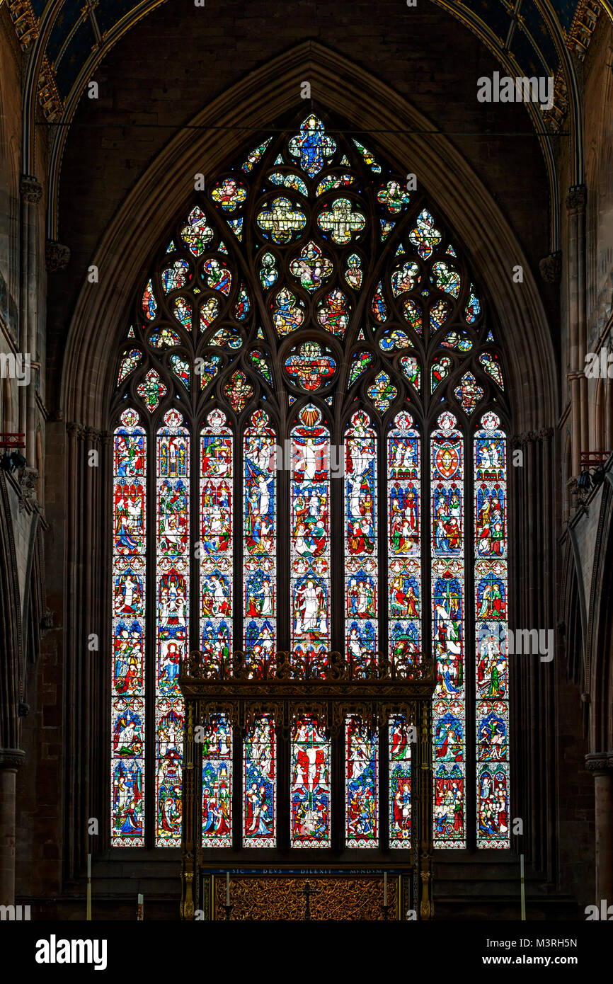 East Window, Carlisle Cathedral (The Cathedral Church of The Holy & Undivided Trinity), Carlisle, Cumbria, England, United Kingdom Stock Photo