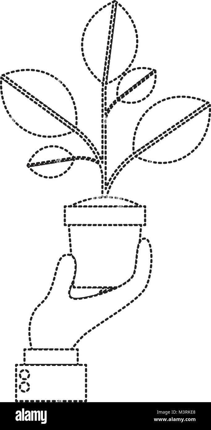 hand with plant in pot isolated icon Stock Vector Image & Art - Alamy