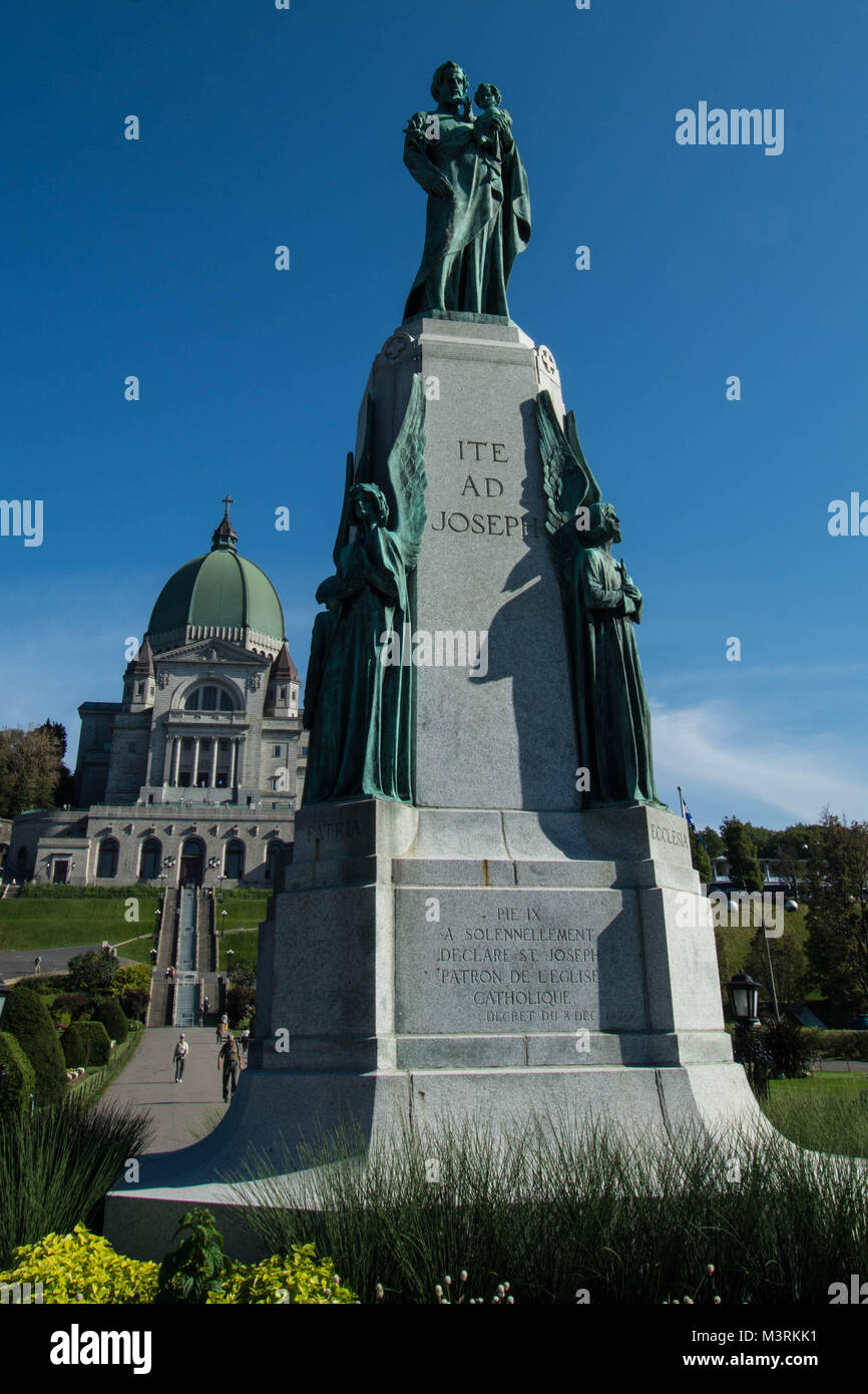 Saint Joseph statue in Montreal Canada Cathedral on a hill dome famous