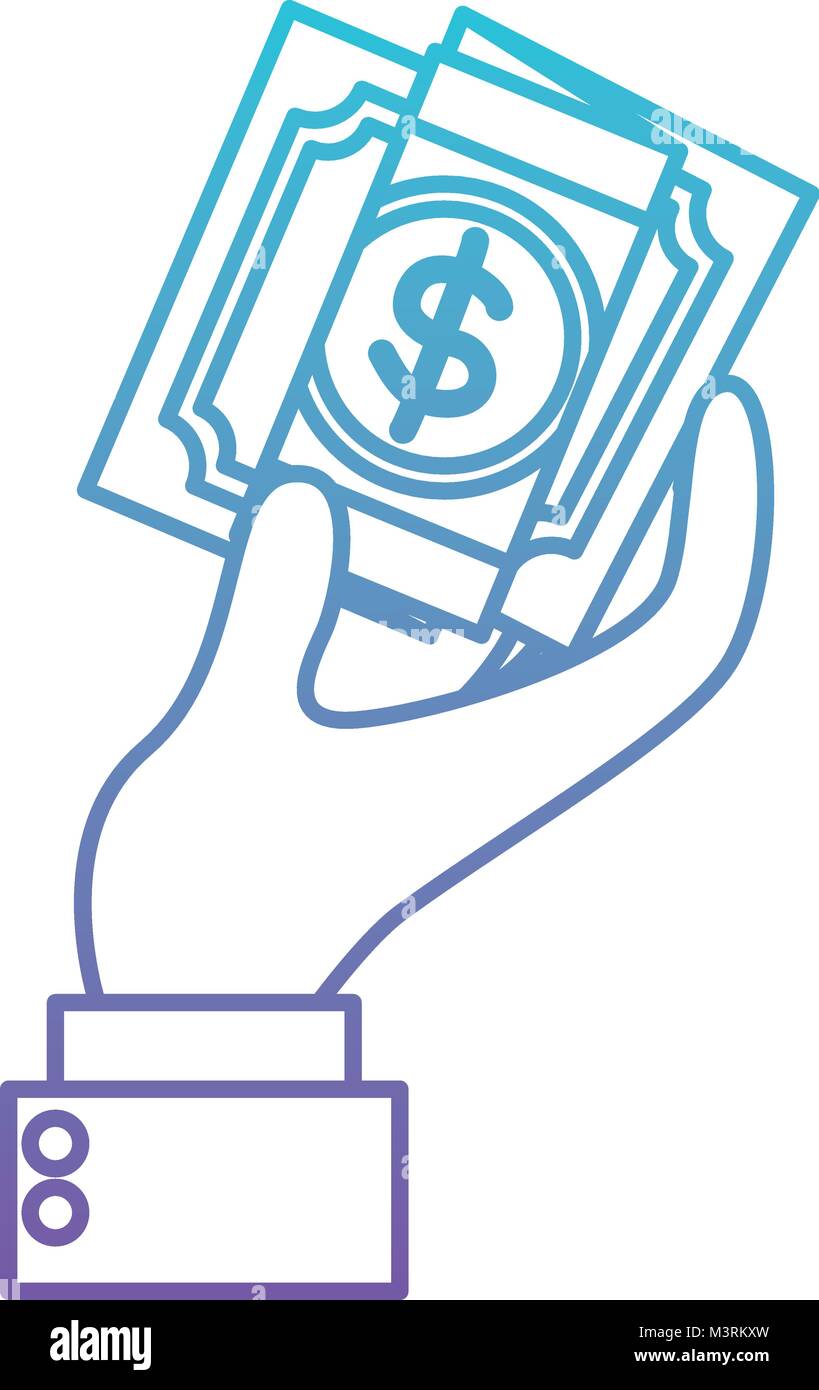 hand with bill dollar money icon Stock Vector Image & Art - Alamy