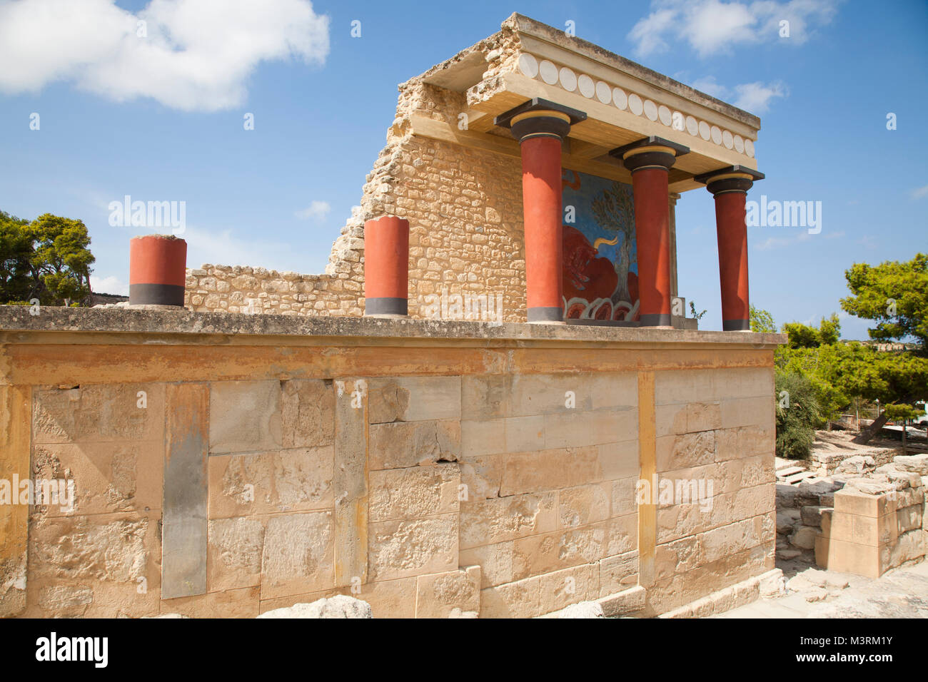 North entrance, north pillar hall, Knossos palace archaeological site, Crete island, Greece, Europe Stock Photo
