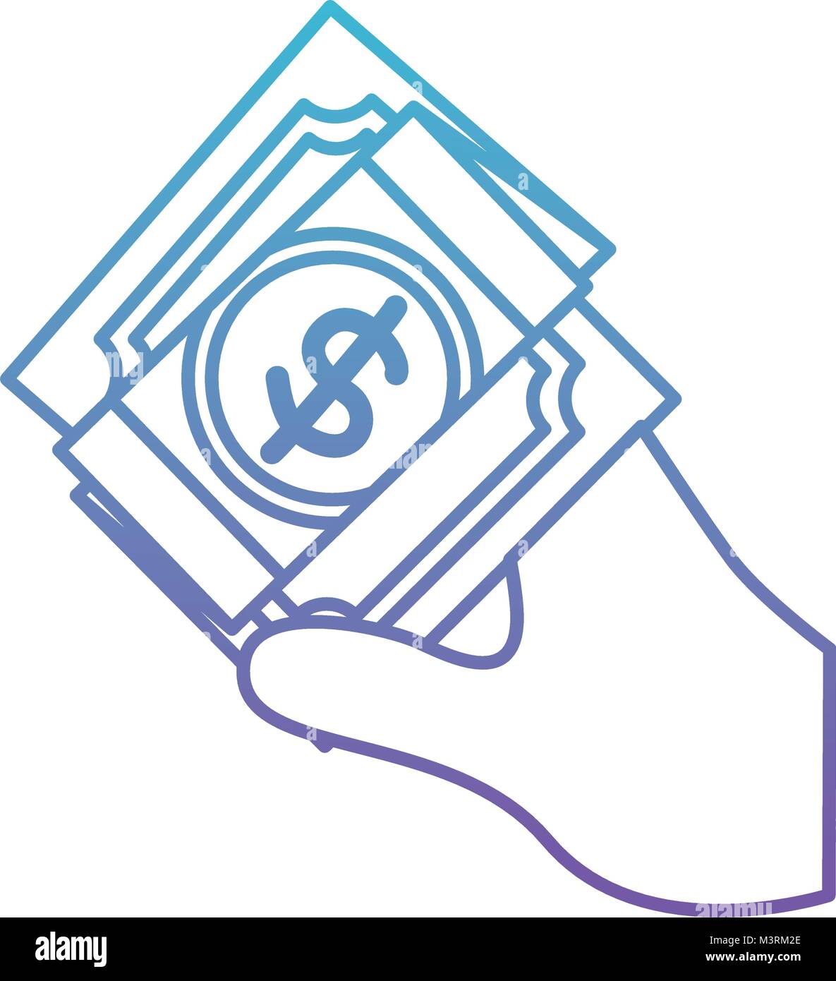 hand with bill dollar money icon Stock Vector Image & Art - Alamy