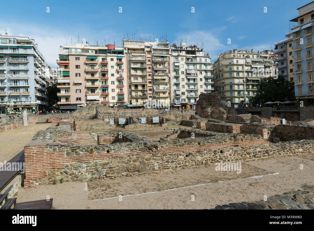 THESSALONIKI , GREECE - MAY 25, 2017: Ruins of ancient Greek Agora in Thessaloniki. Macedonia, Greece, Europe. Later Roman Forum. Stock Photo