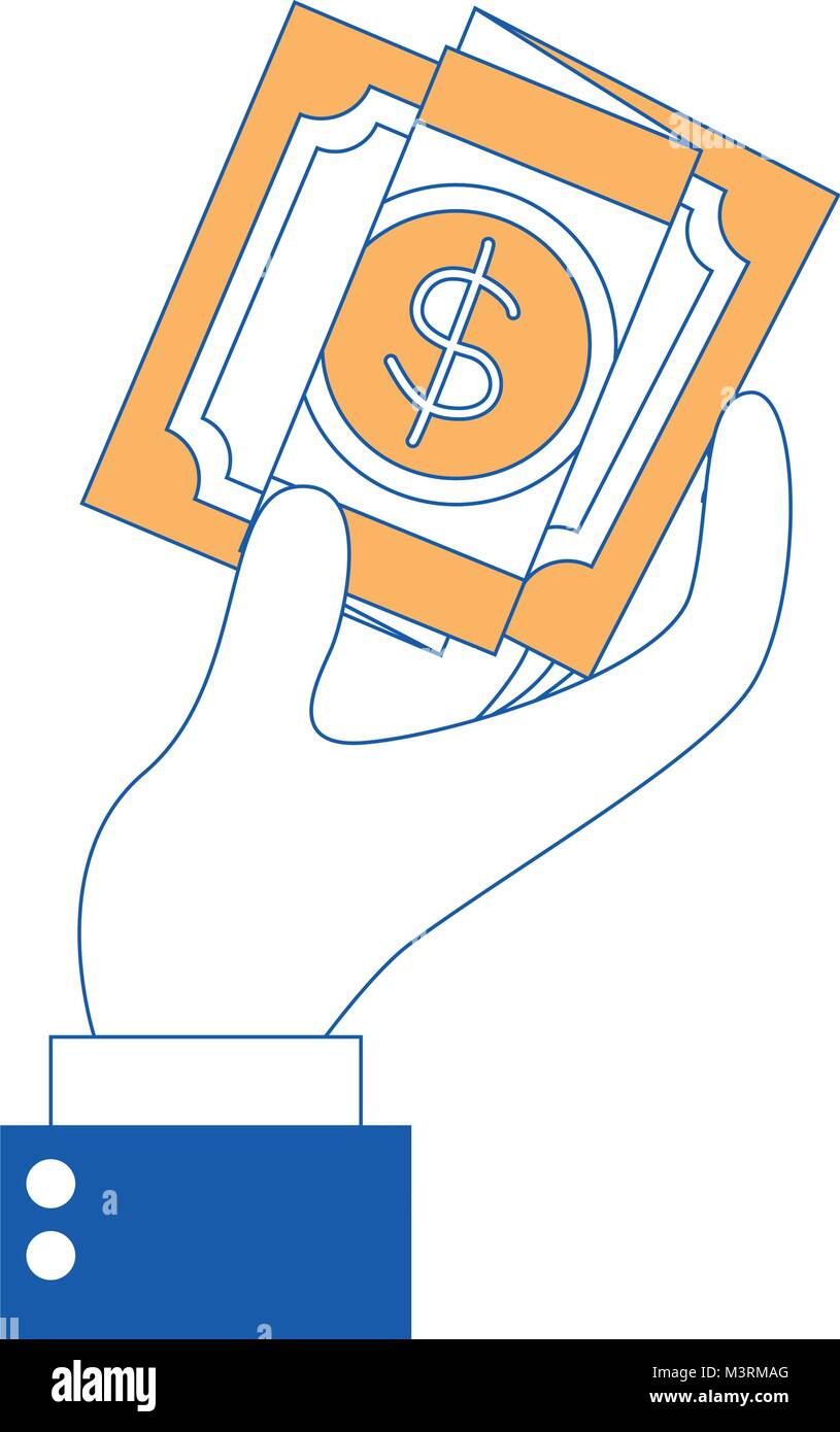 hand with bill dollar money icon Stock Vector Image & Art - Alamy