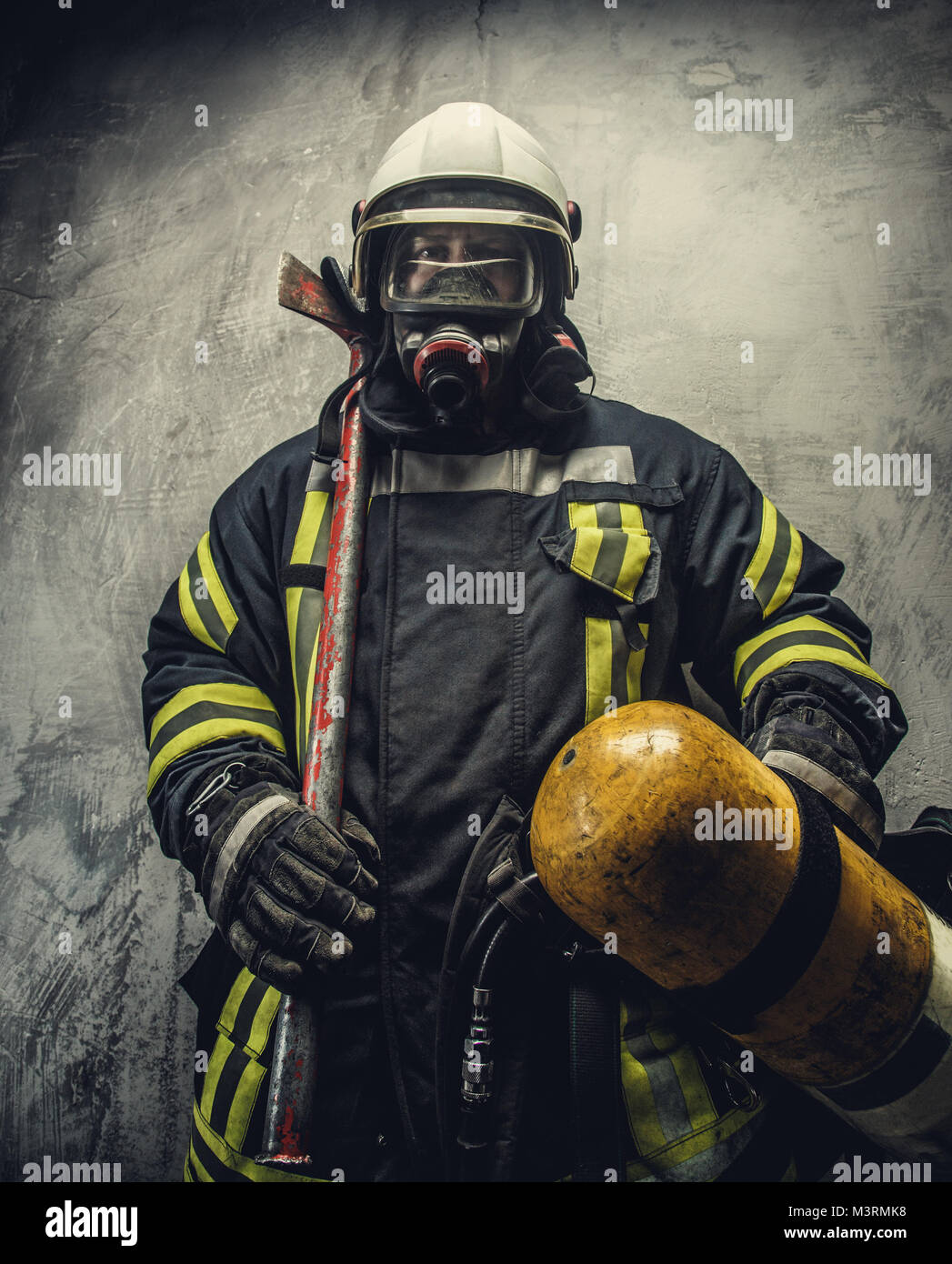 Portrait of firefighter in safety uniform Stock Photo Alamy