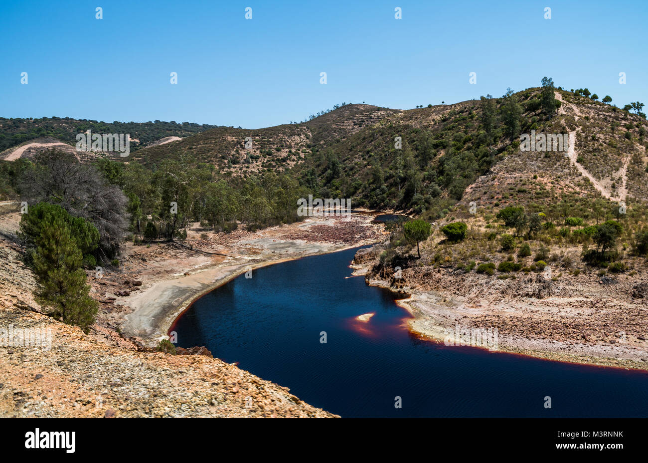 Rio Tinto, a river famous for its deep red color due to high concentration of iron salts and sulphates in water. Province Huelva, Andalusia, Spain Stock Photo