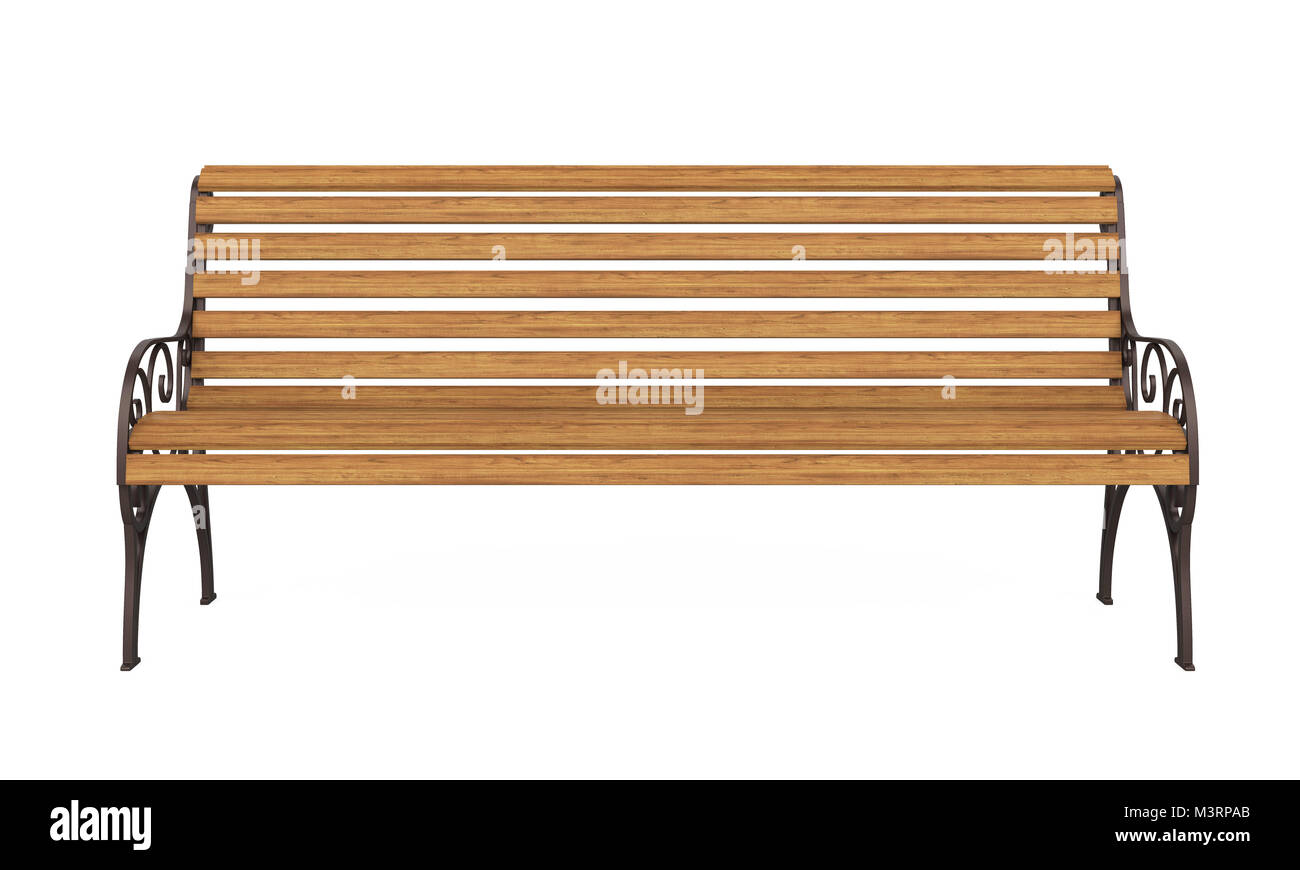 wooden-park-bench-isolated-stock-photo-alamy