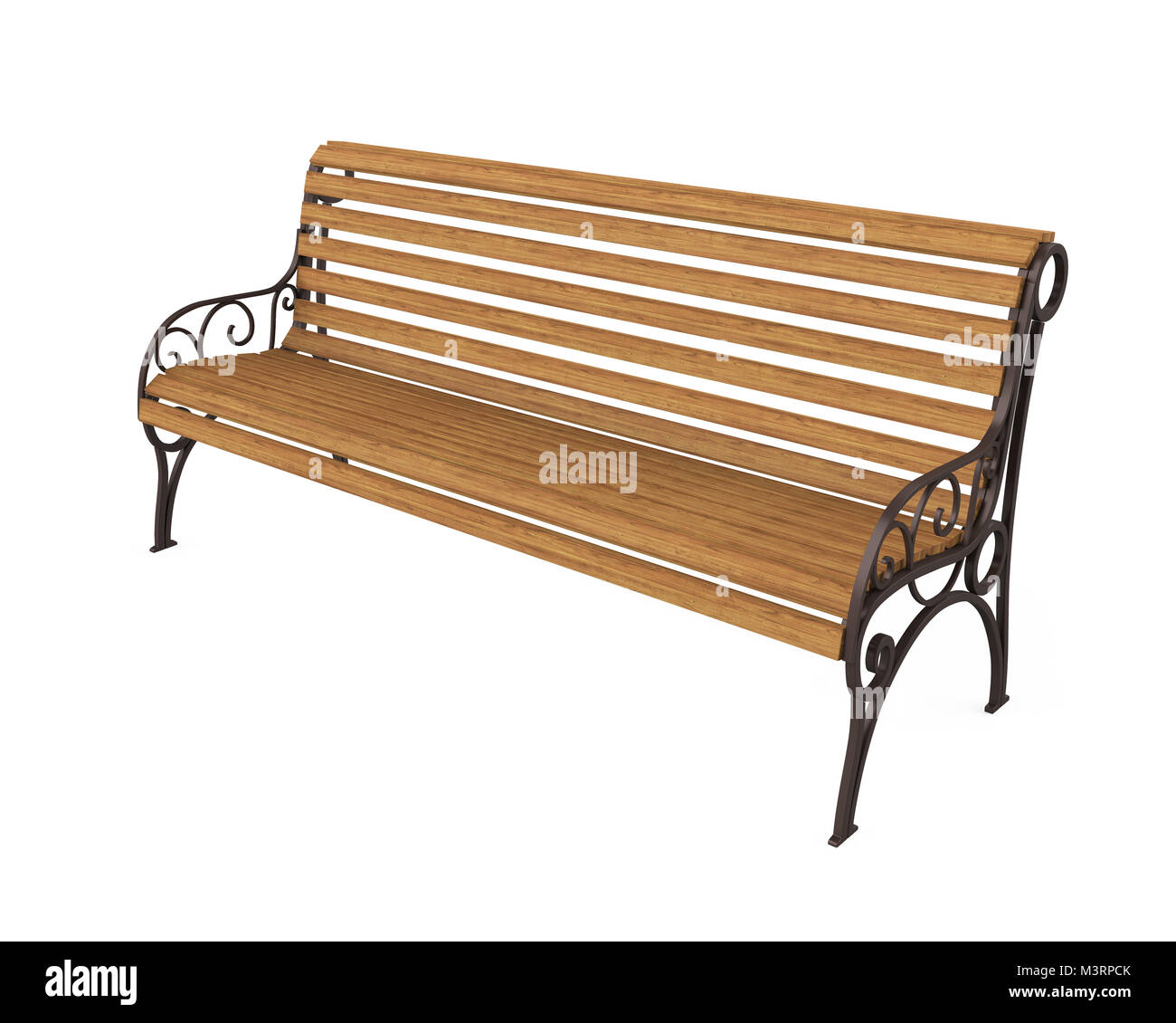 Wooden Park Bench Isolated Stock Photo Alamy